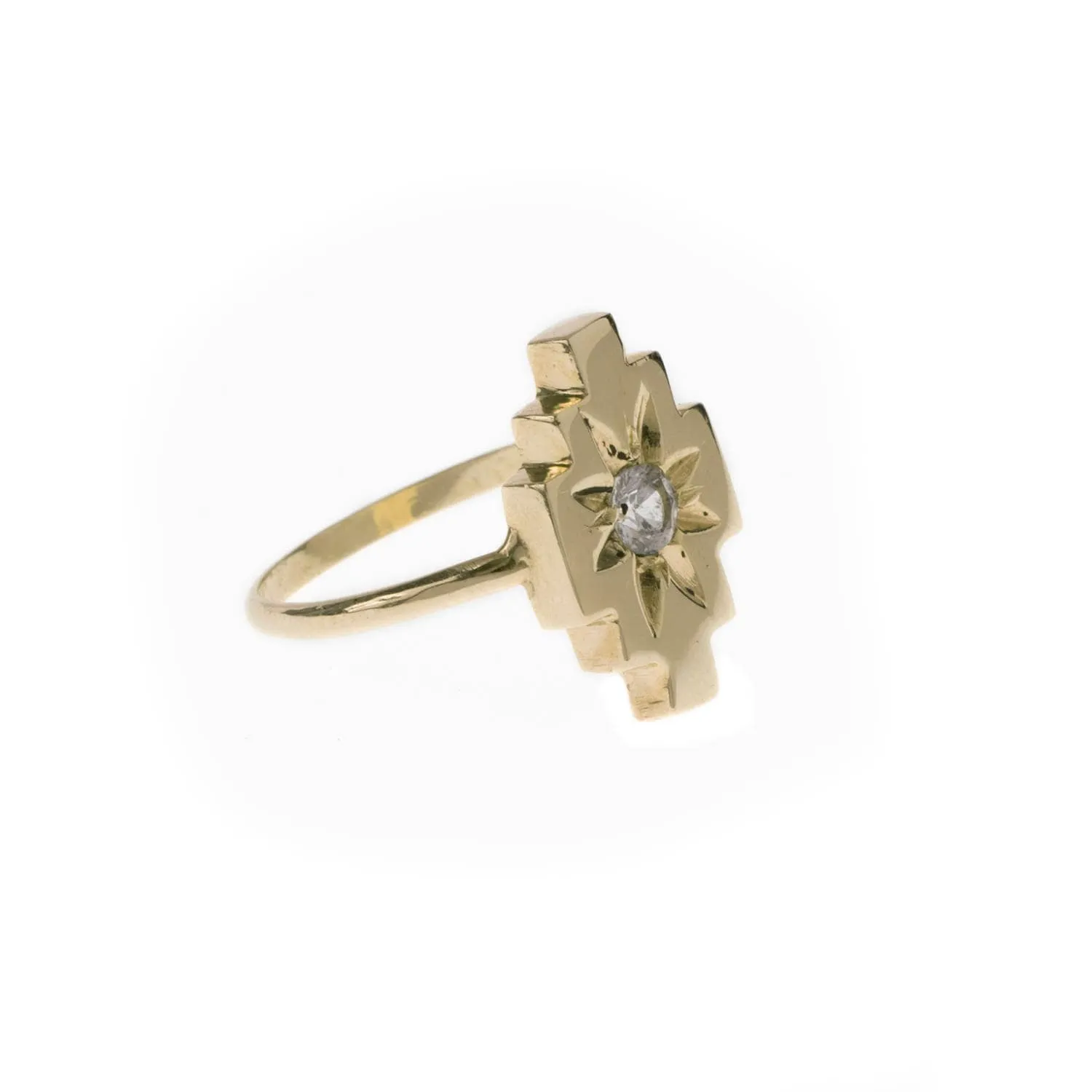 H A N D M A D E / ARUN radiant steps ring from The Rajah Press / 14k with white sapphire