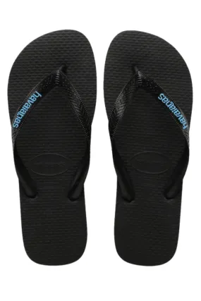 Havaianas | Mens Original Rubber Logo Thongs (Black Blue)