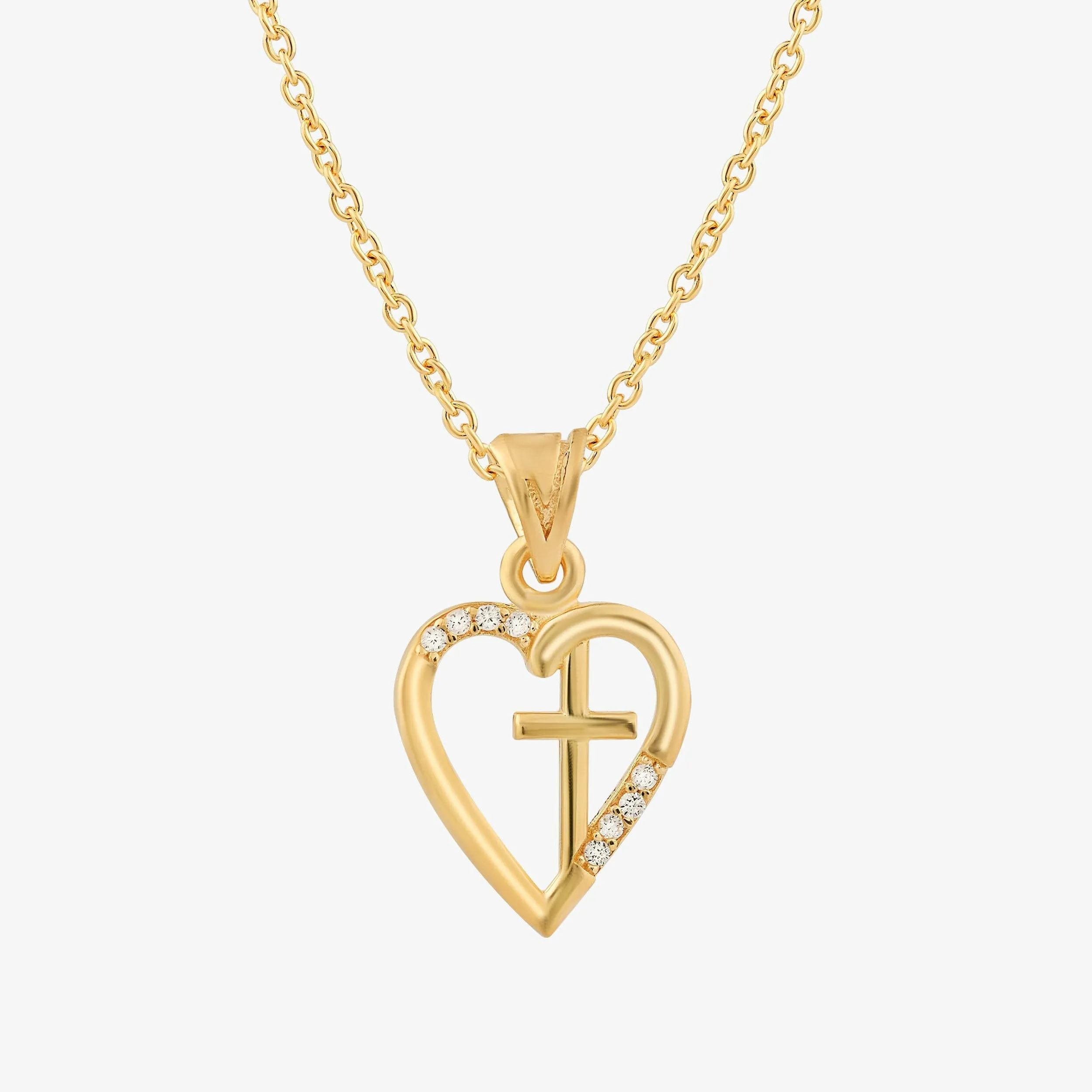 Heart And Cross Necklace | 18K Gold Vermeil