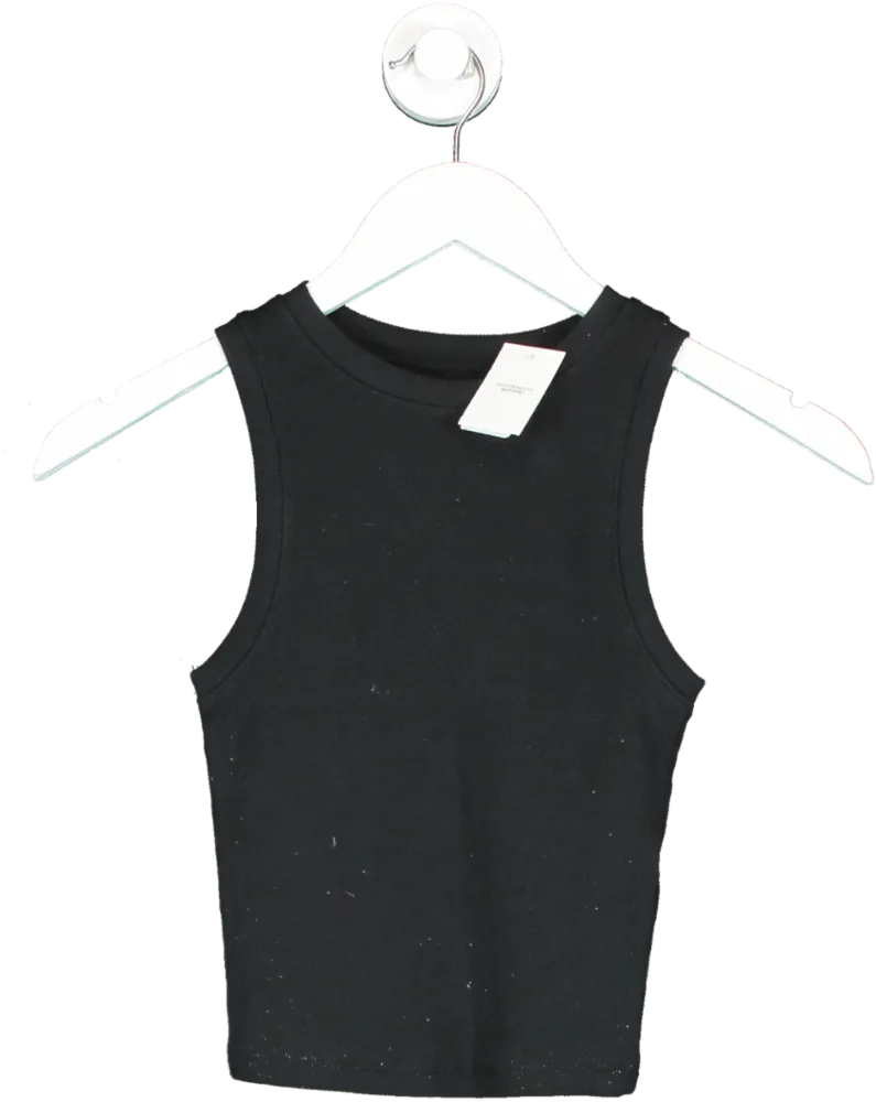 Hollister Black Ribbed Racer Tank Top UK XXS