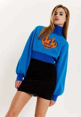 House Of Holland Flame Heart Logo Jumper In Blue