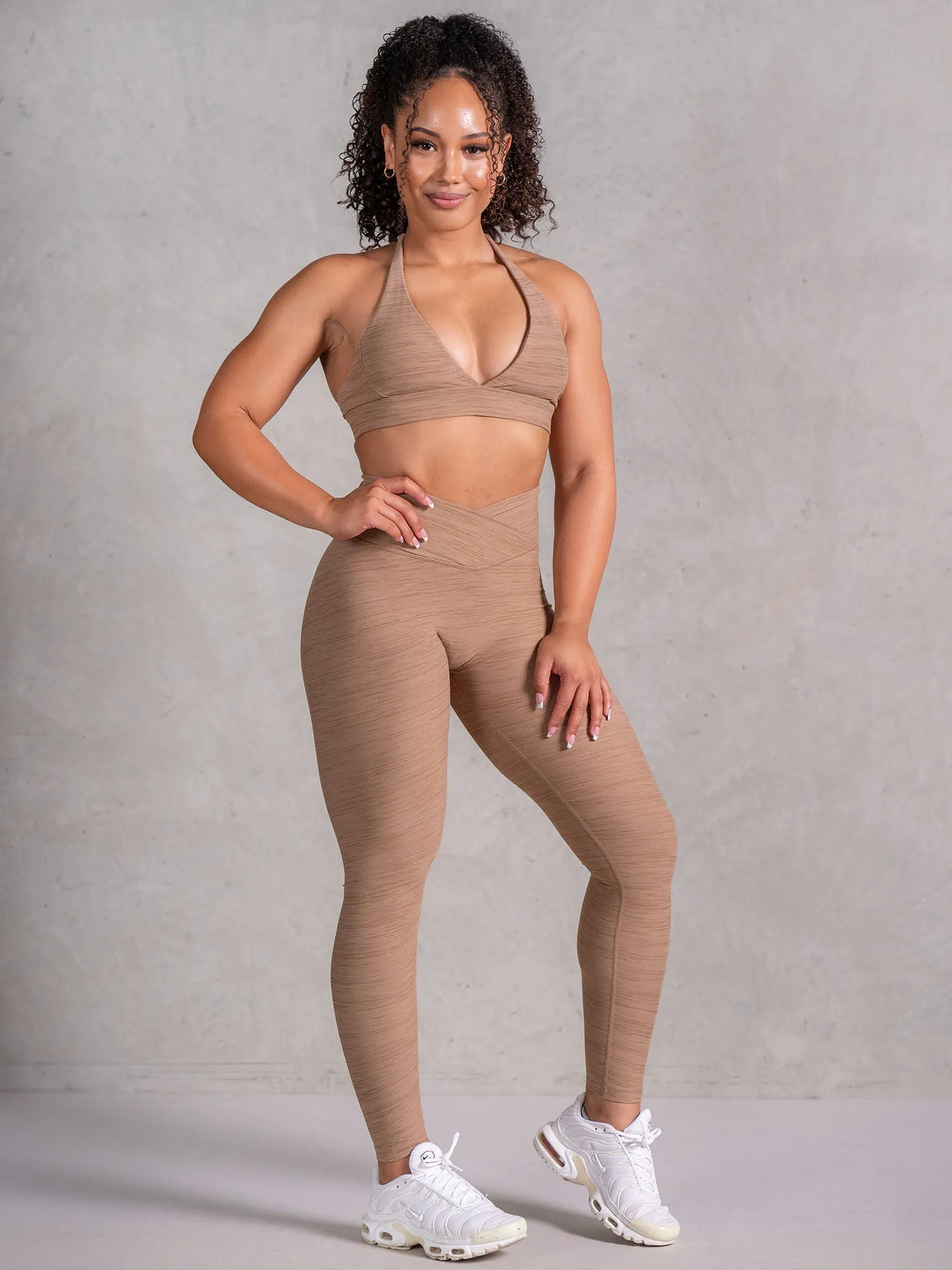 Icon Cross Over Scrunch Leggings - Mocha Marl