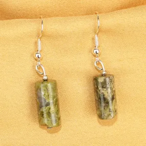 Imeora Unakite Cylindrical Shape Natural Stone Earrings