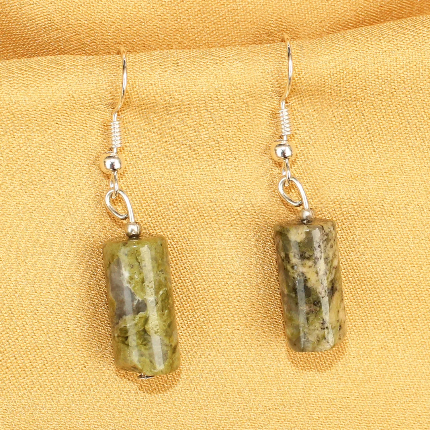 Imeora Unakite Cylindrical Shape Natural Stone Earrings