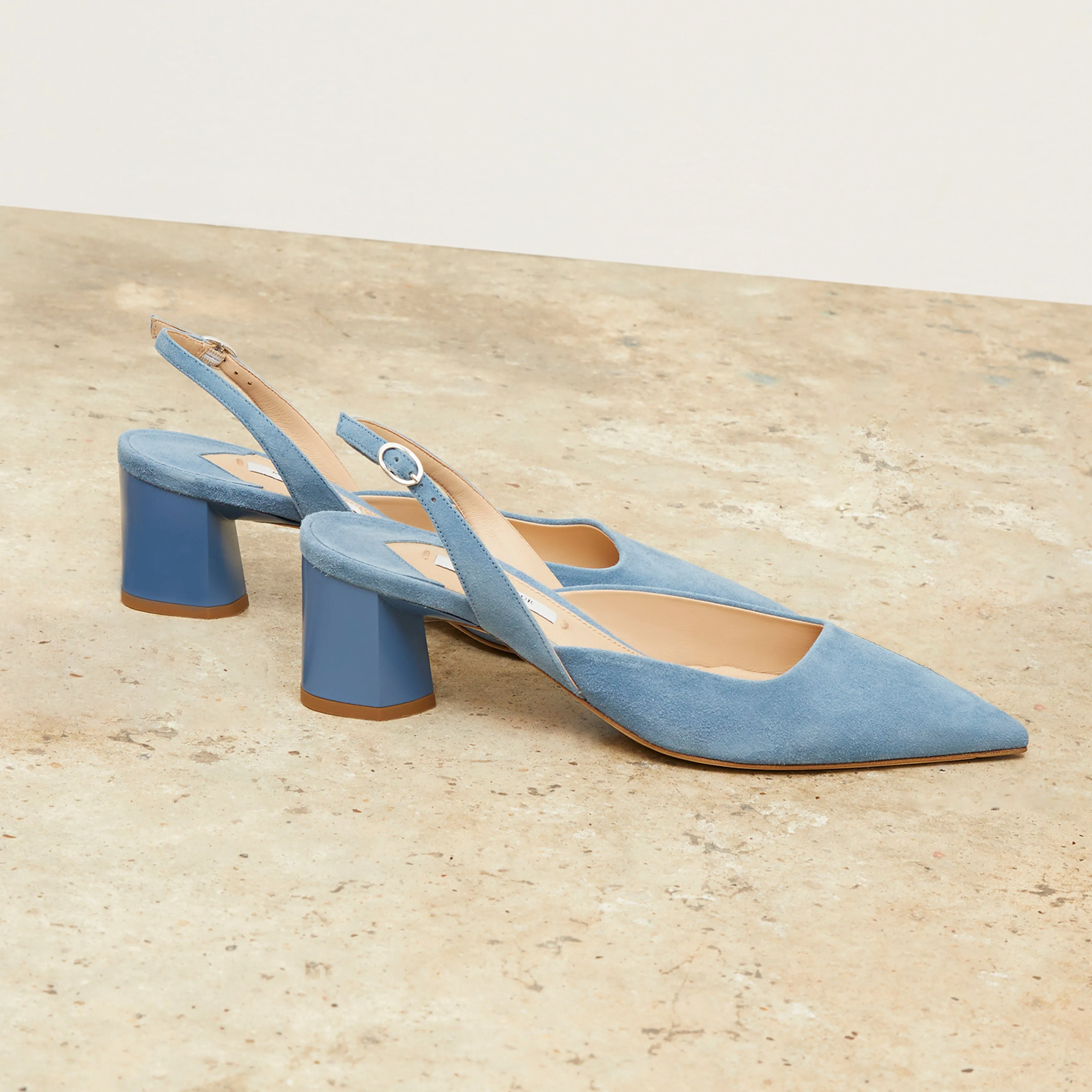 Irene Slingback - Suede :: Sky Blue