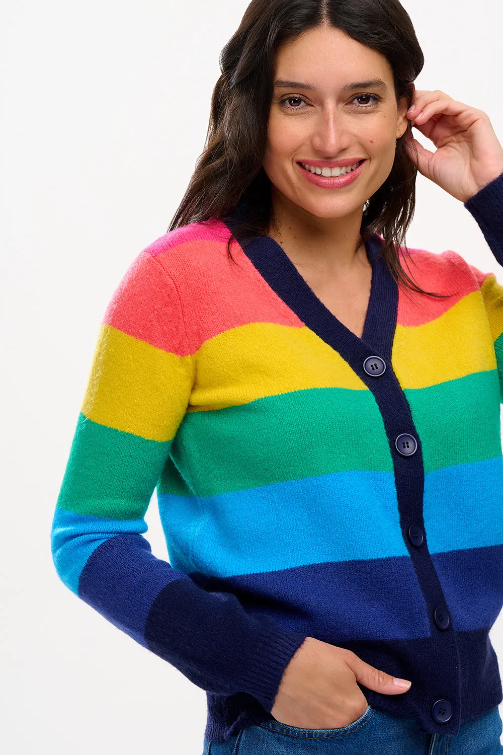 Izzy Cardigan - Multi, Rainbow Stripes