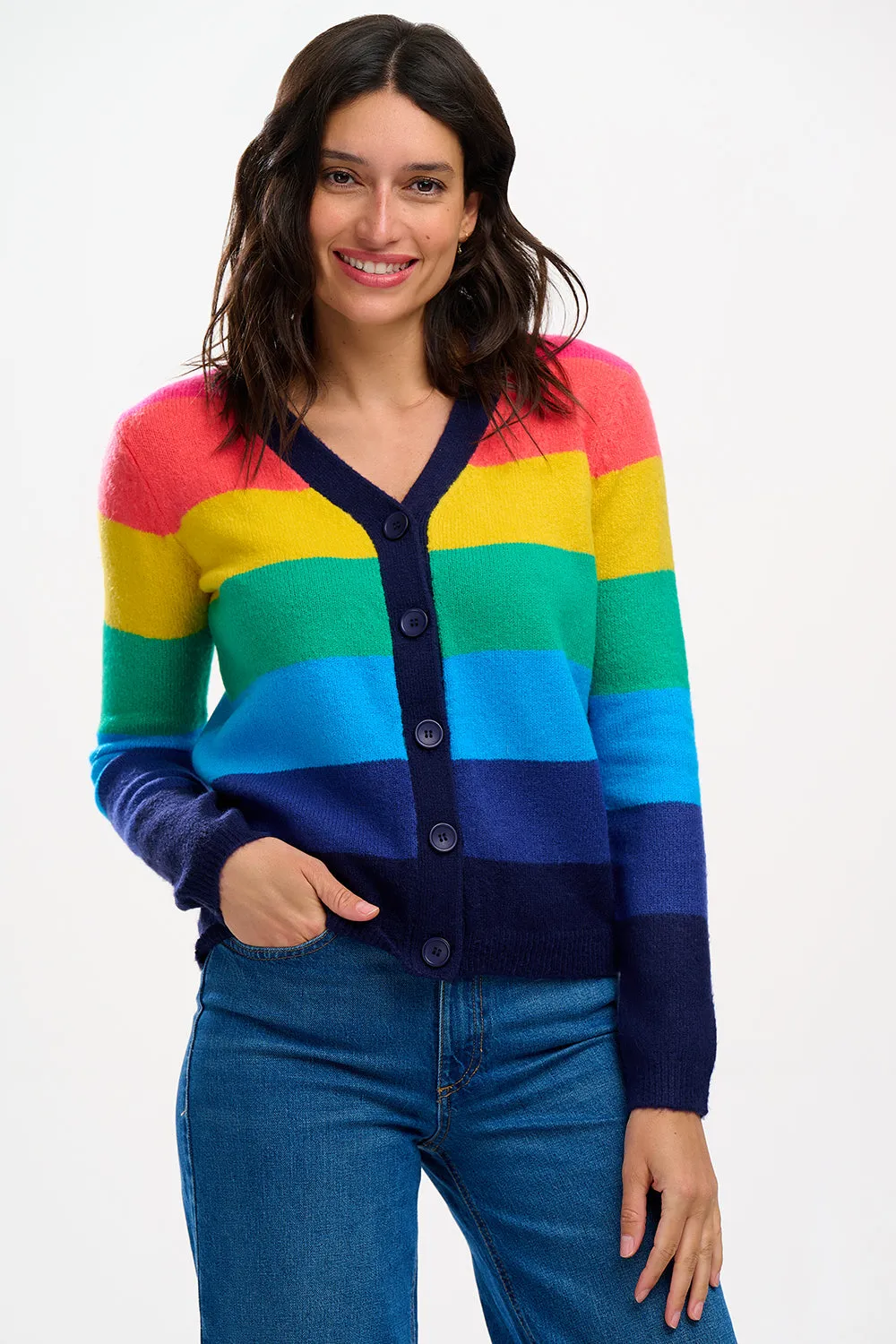 Izzy Cardigan - Multi, Rainbow Stripes