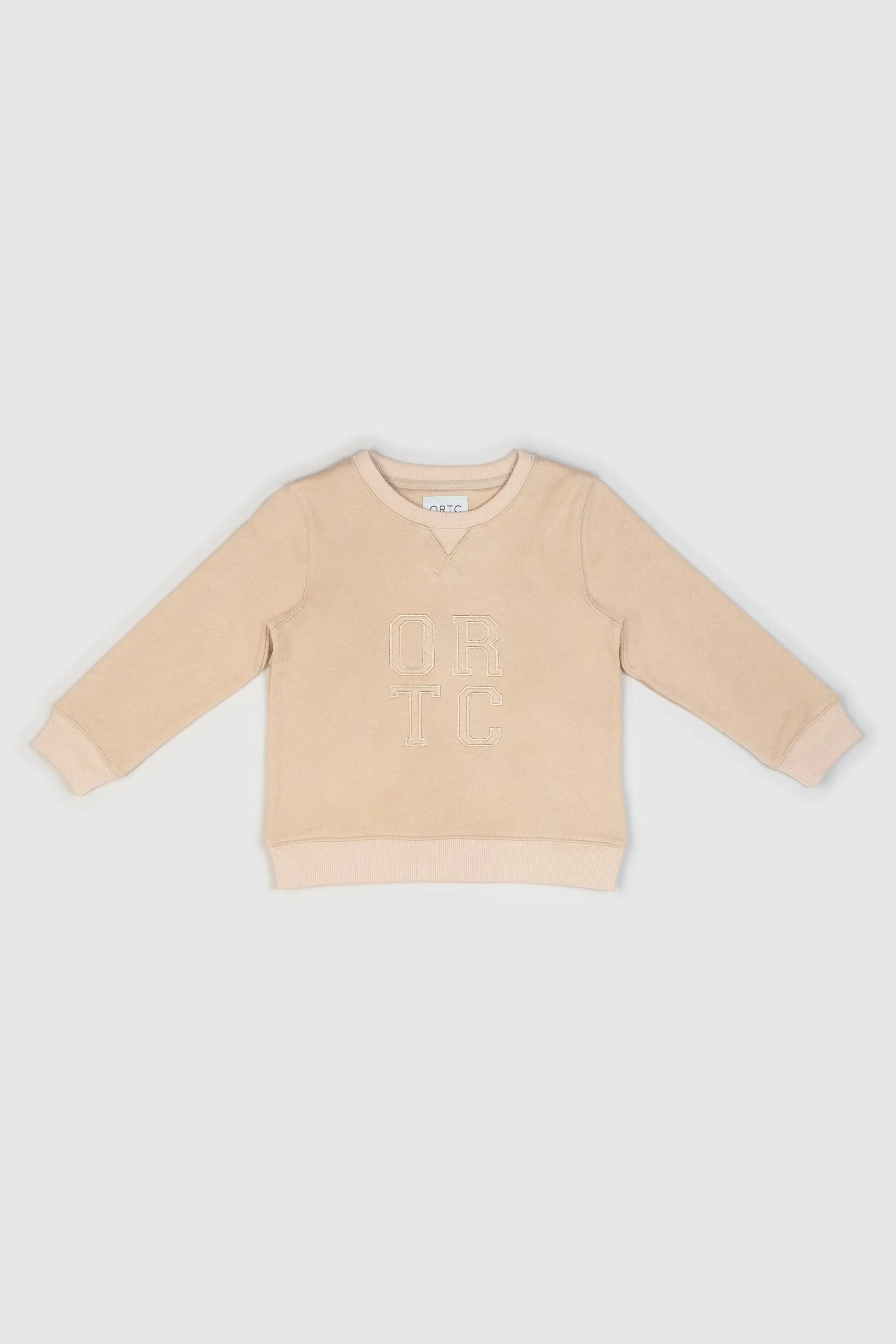 Jnr Stacked Logo Crew Taupe