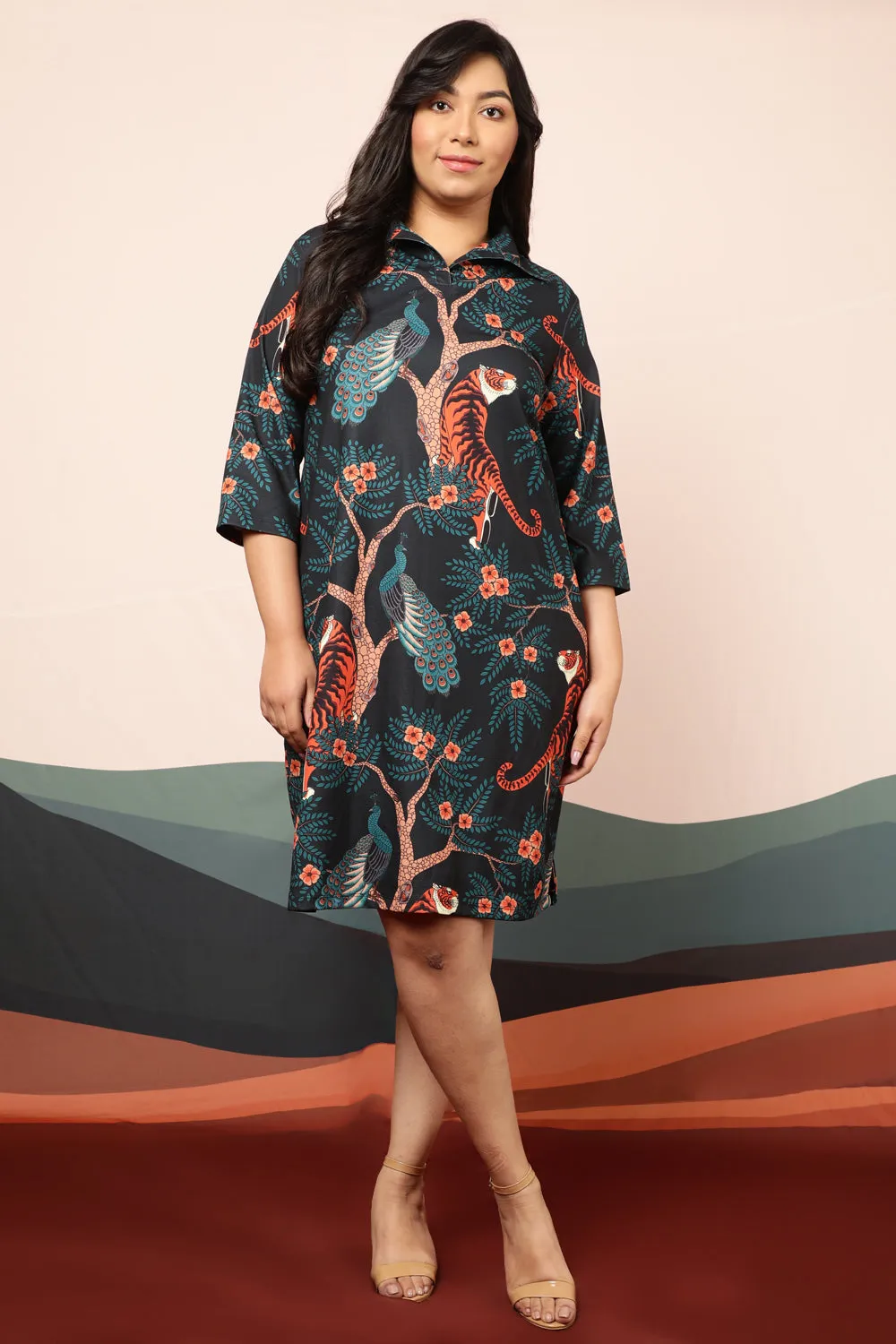 Jungle Print Shirt Dress