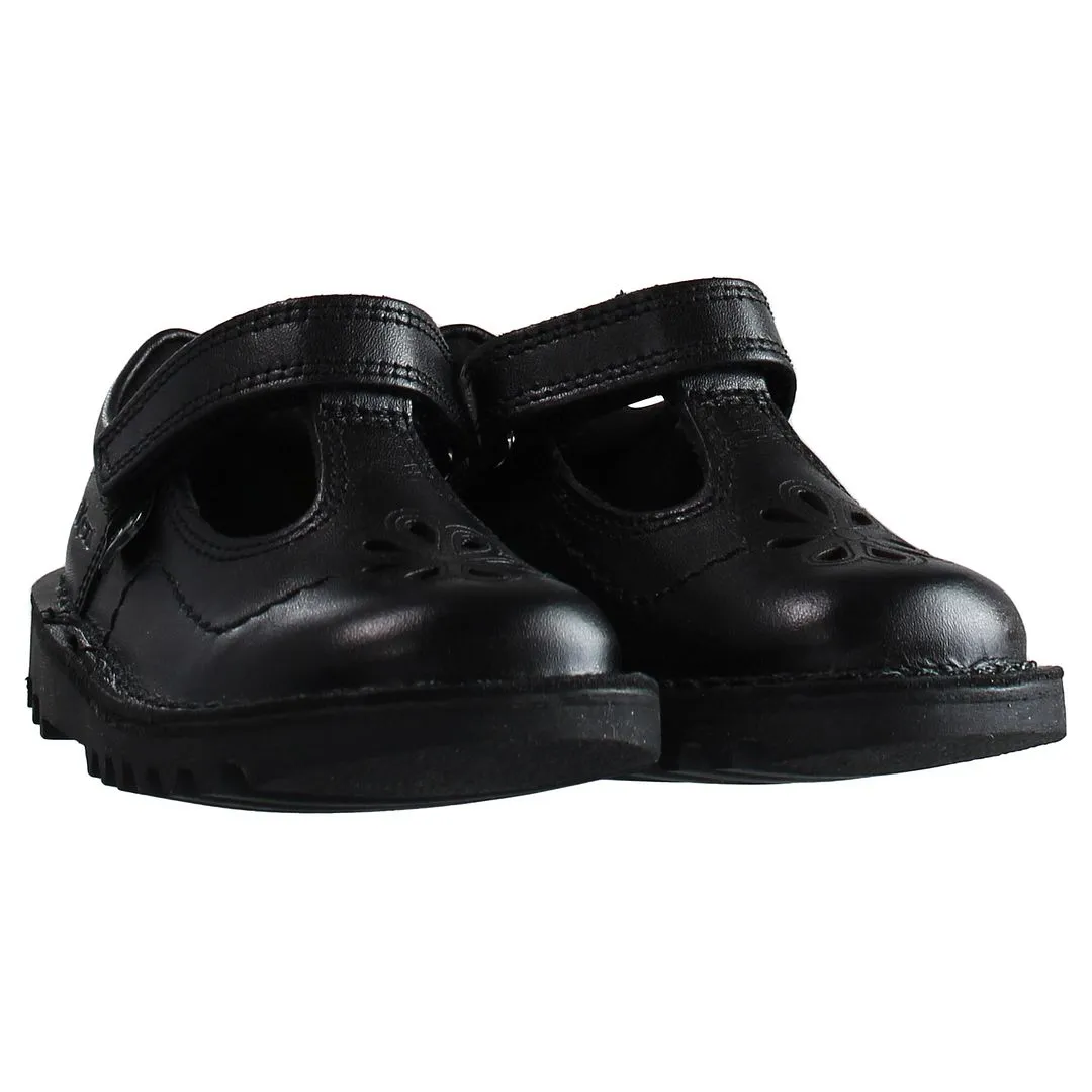 Kickers T-Bar Flutter Kids Black Shoes