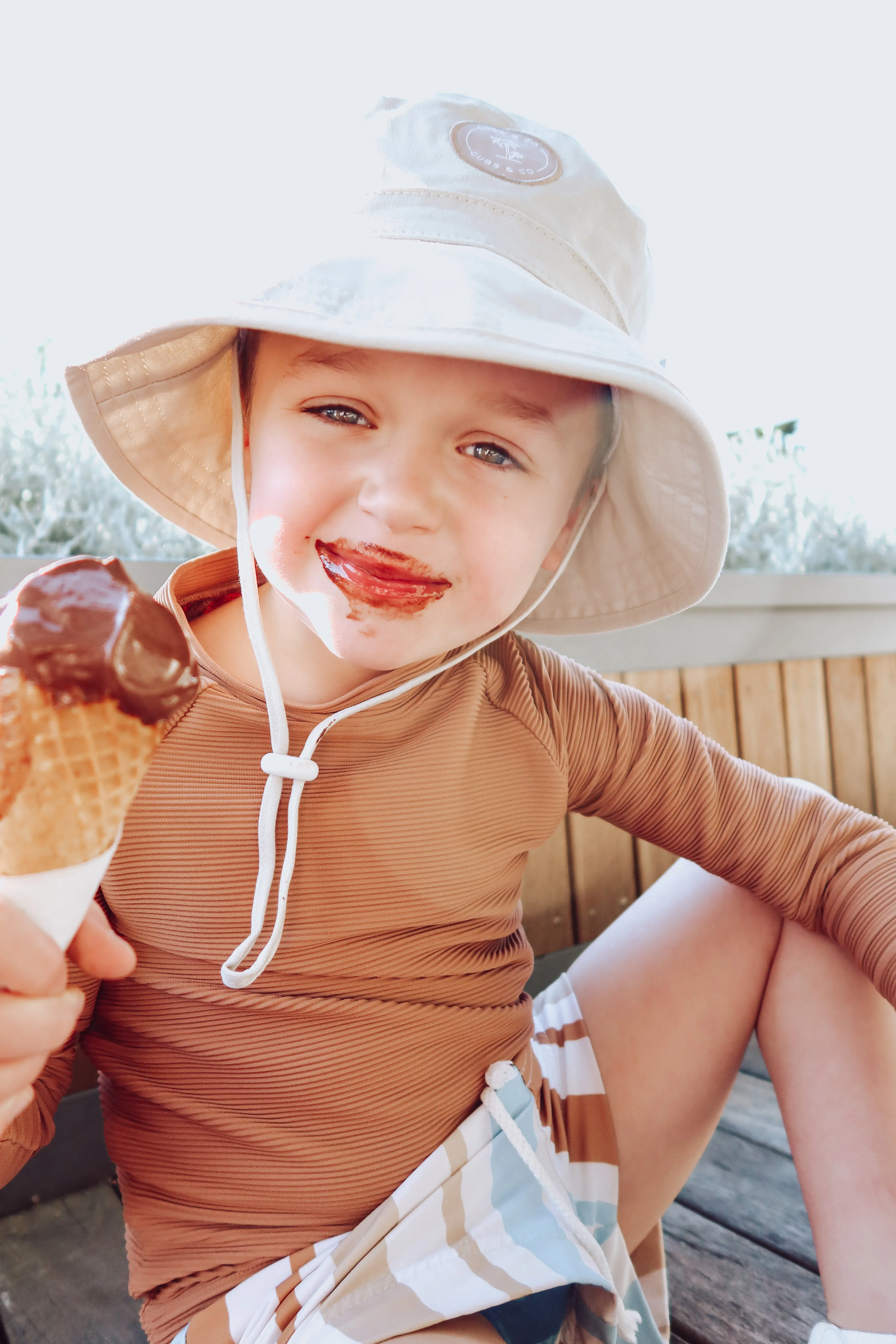 Kids Bucket Hat UPF50  Taupe (1-7 years)