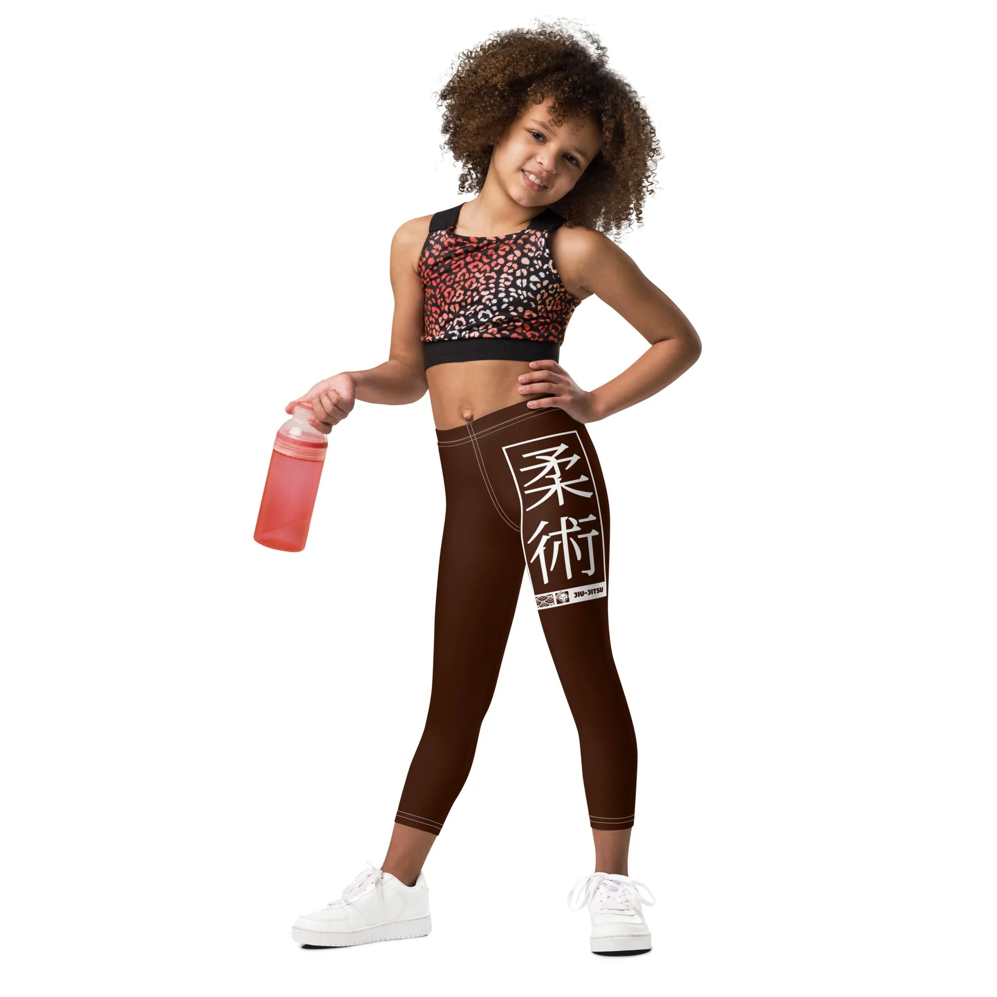 Kids' Girls Yoga Pants Workout Leggings Jiu-Jitsu 006 - Chocolate