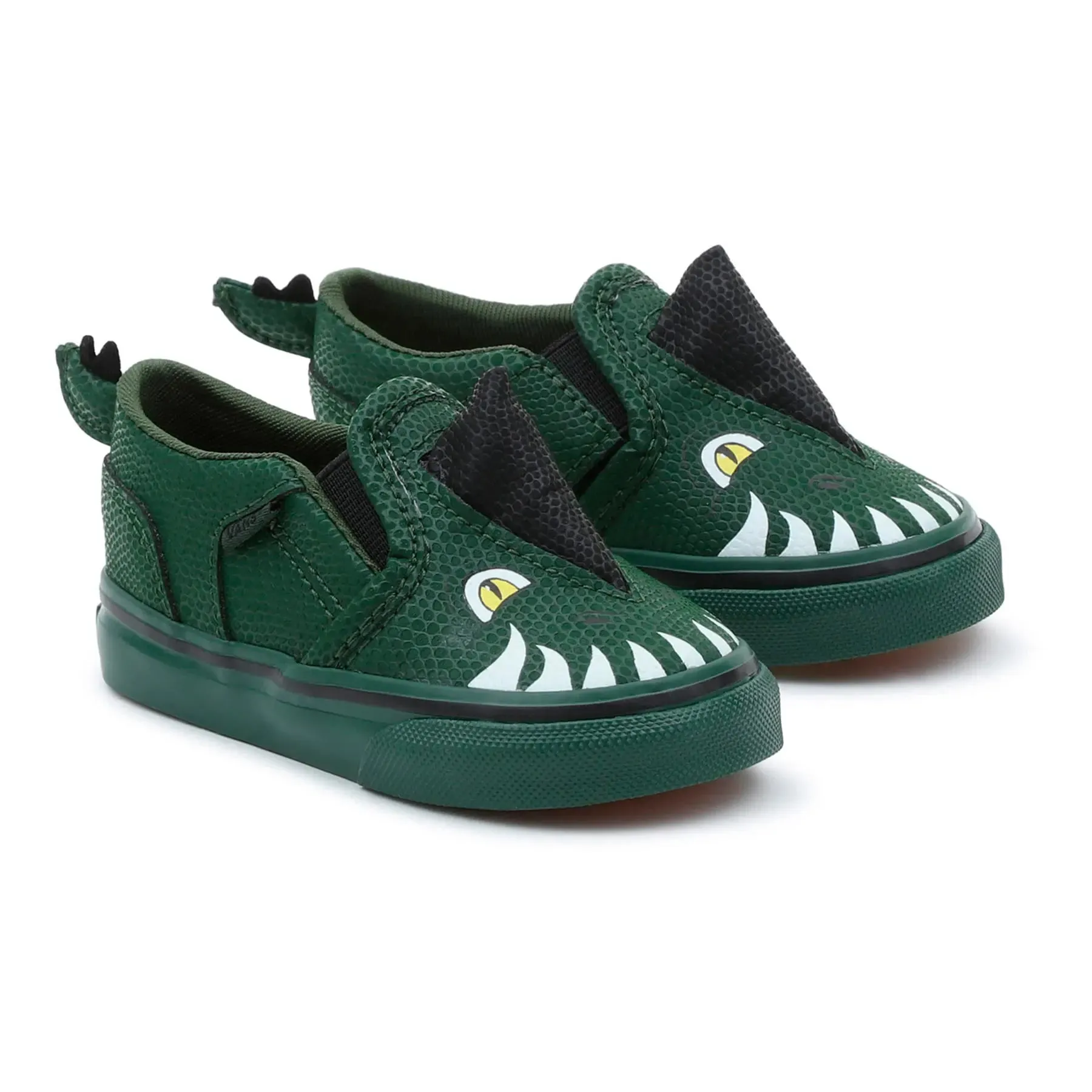 Kids Vans Dino Green Dinosaur Canvas Baby Trainers Shoes Slip On Strap sale