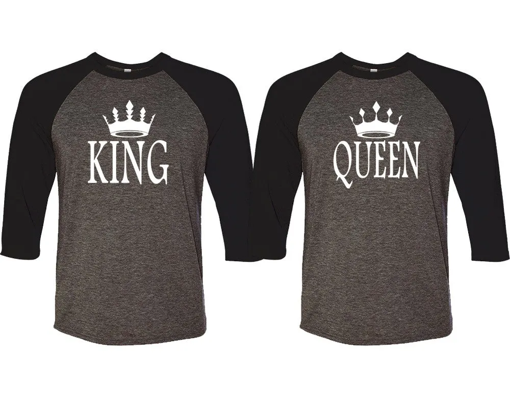 King Queen Couple Matching Baseball Shirts