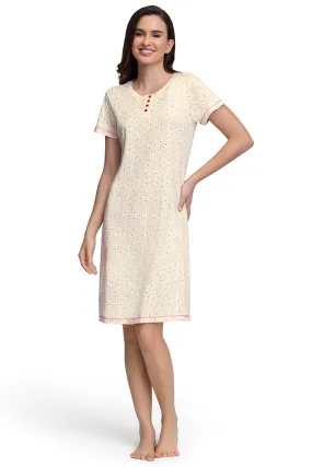 Knee-Length Sleep Dress - Ditsy Heart Pr