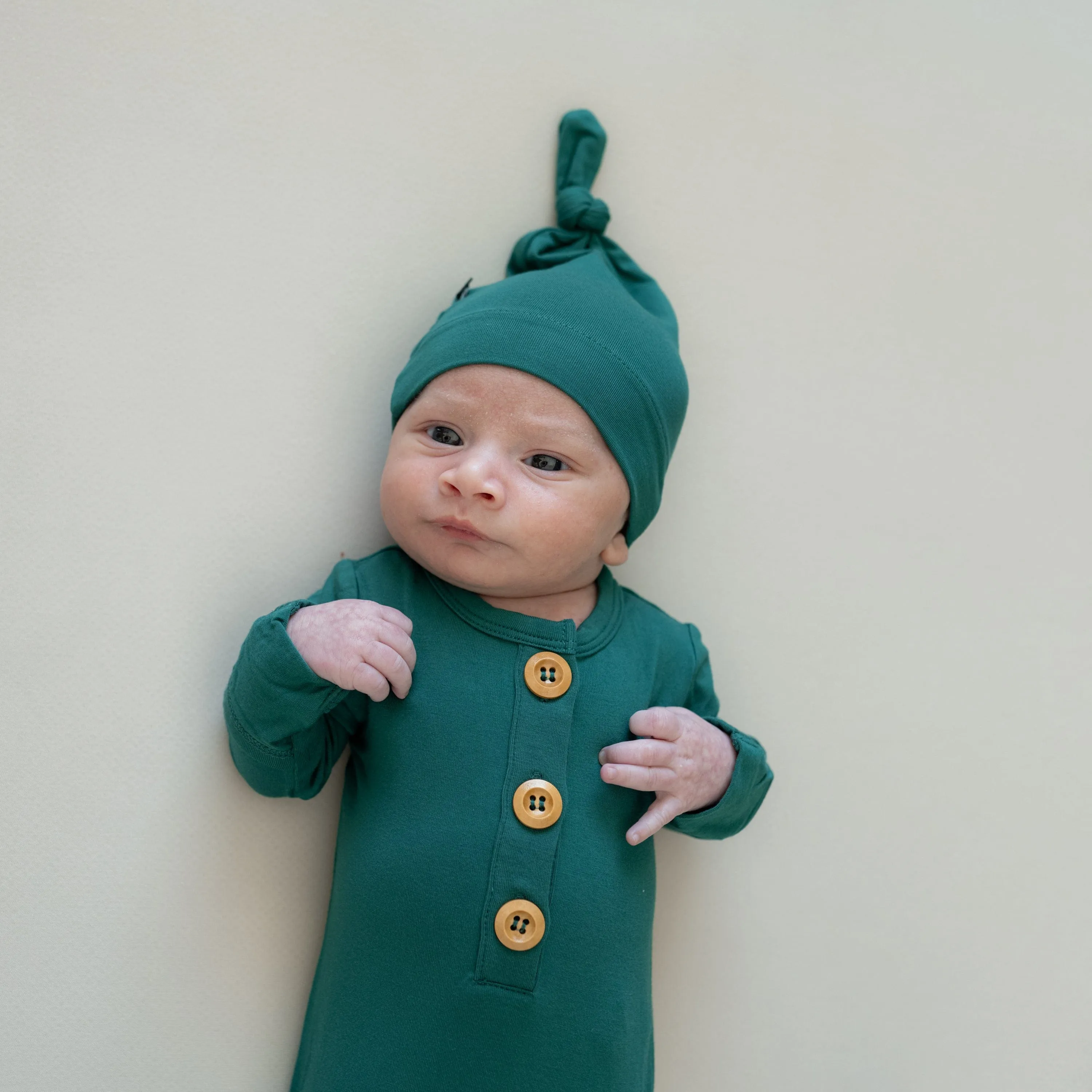 Knotted Gown with Hat Set in Emerald