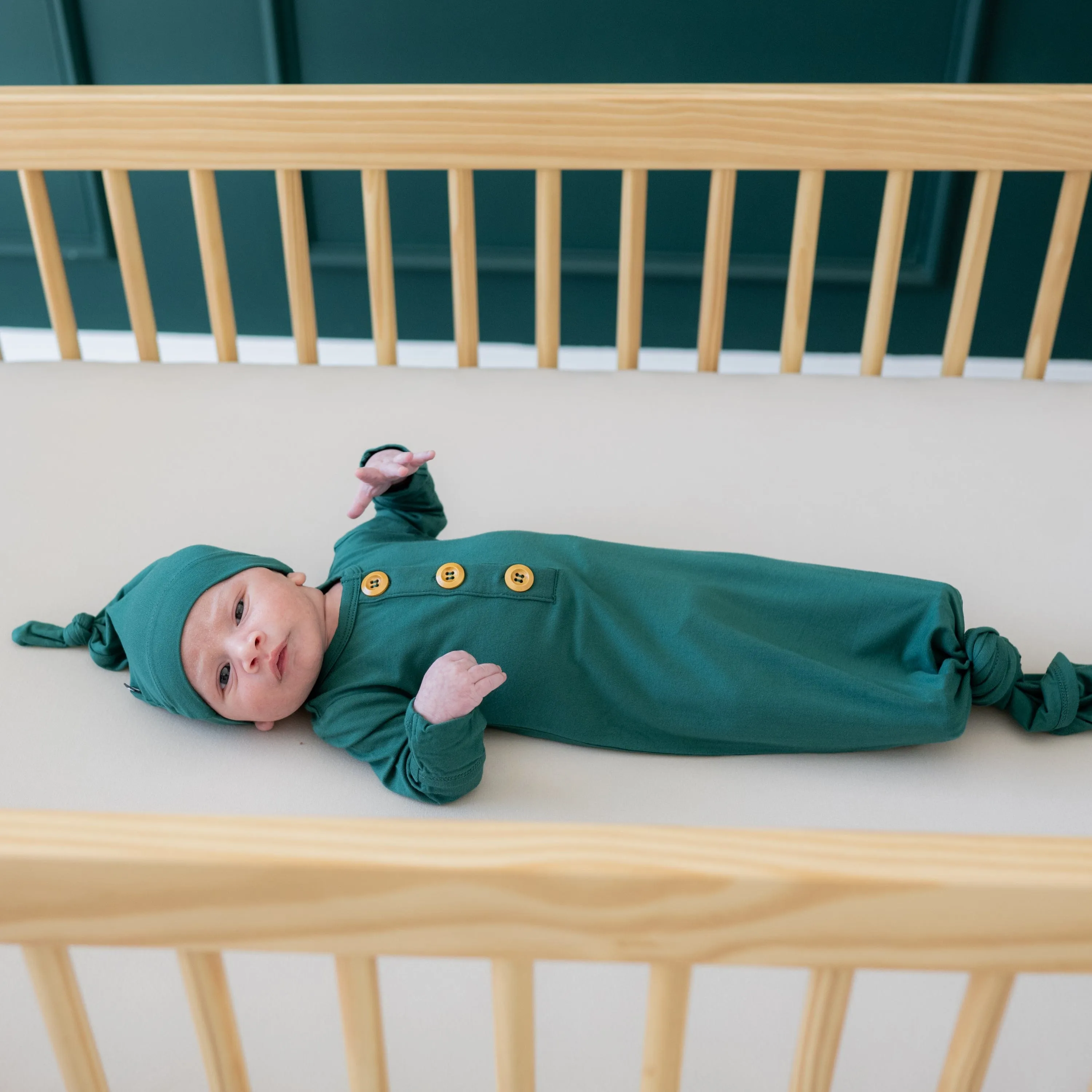 Knotted Gown with Hat Set in Emerald