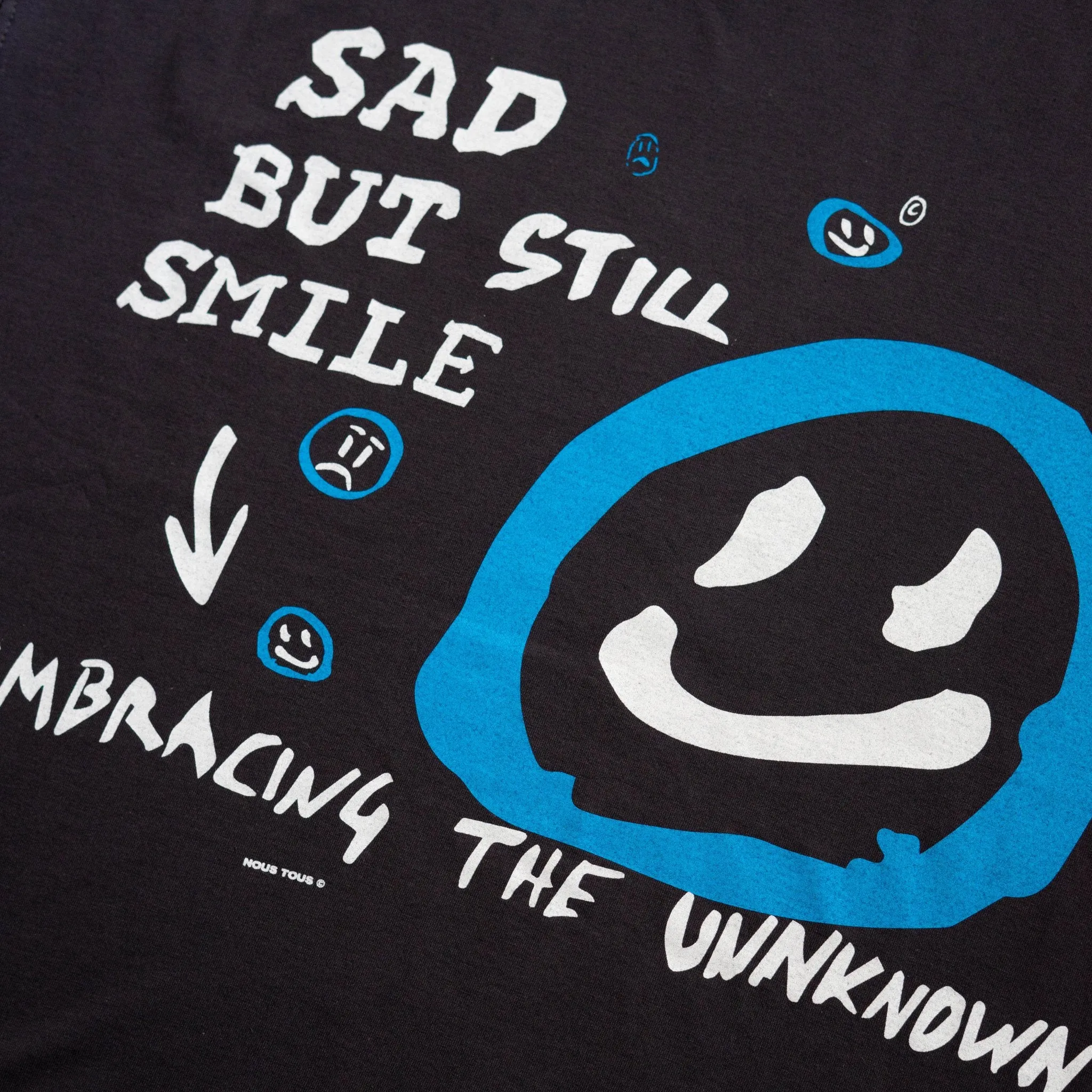 KOSZULKA SAD BUT STILL SMILE BLUE WASHED BLACK