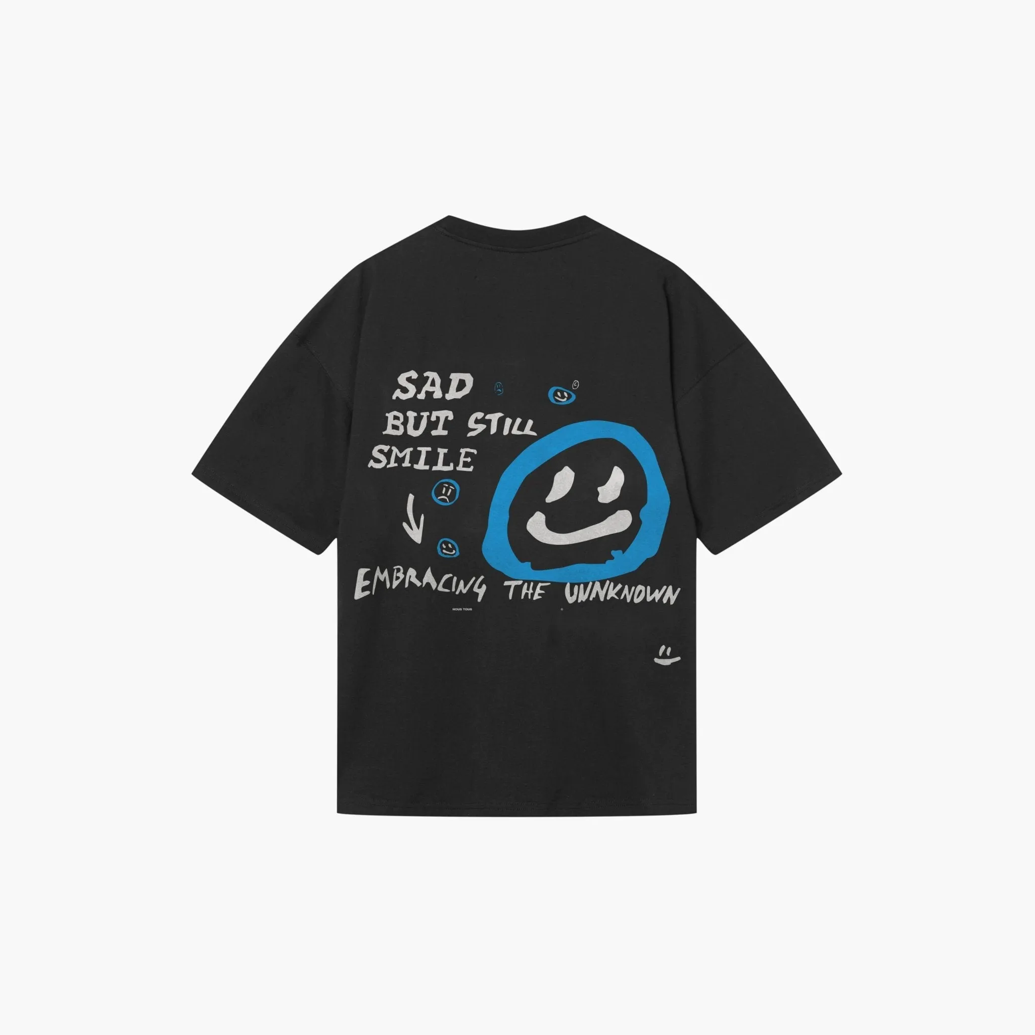 KOSZULKA SAD BUT STILL SMILE BLUE WASHED BLACK