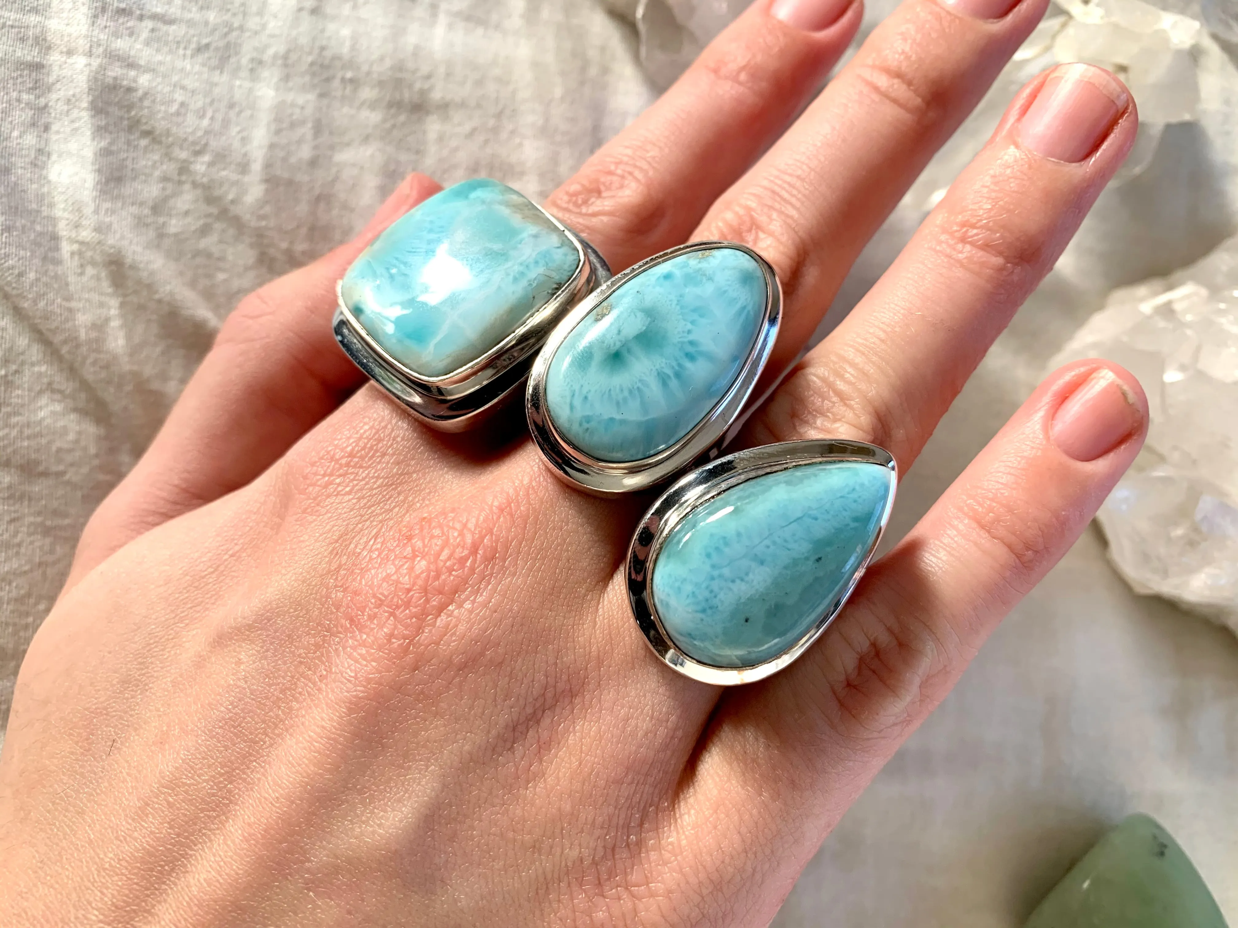 Larimar Ansley Rings - Large Mixed (One of a kind)