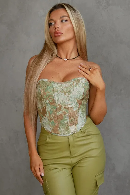 Laura floral corset, green