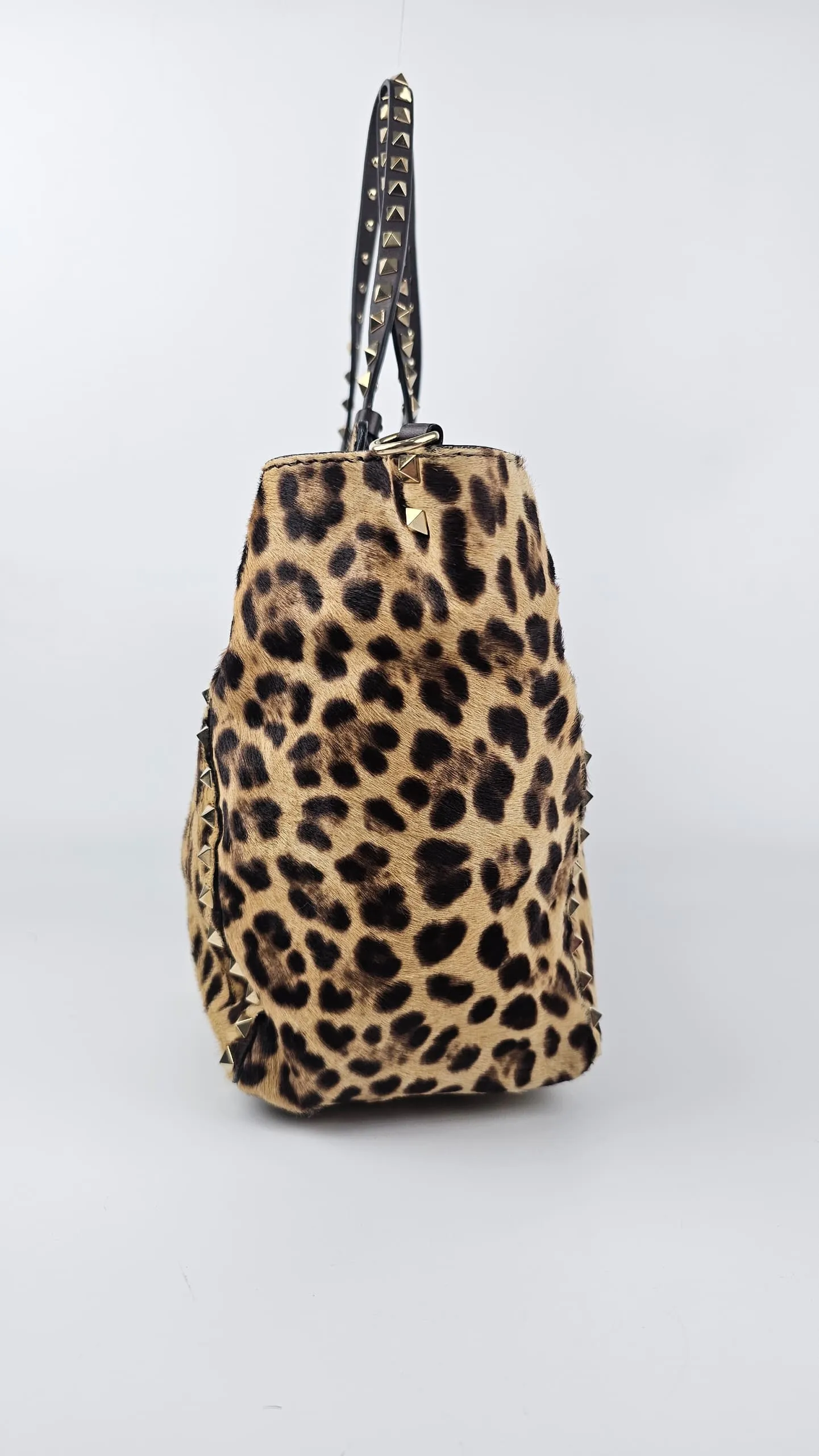 Leather Rockstud Tote Ponyhair Leopard Print