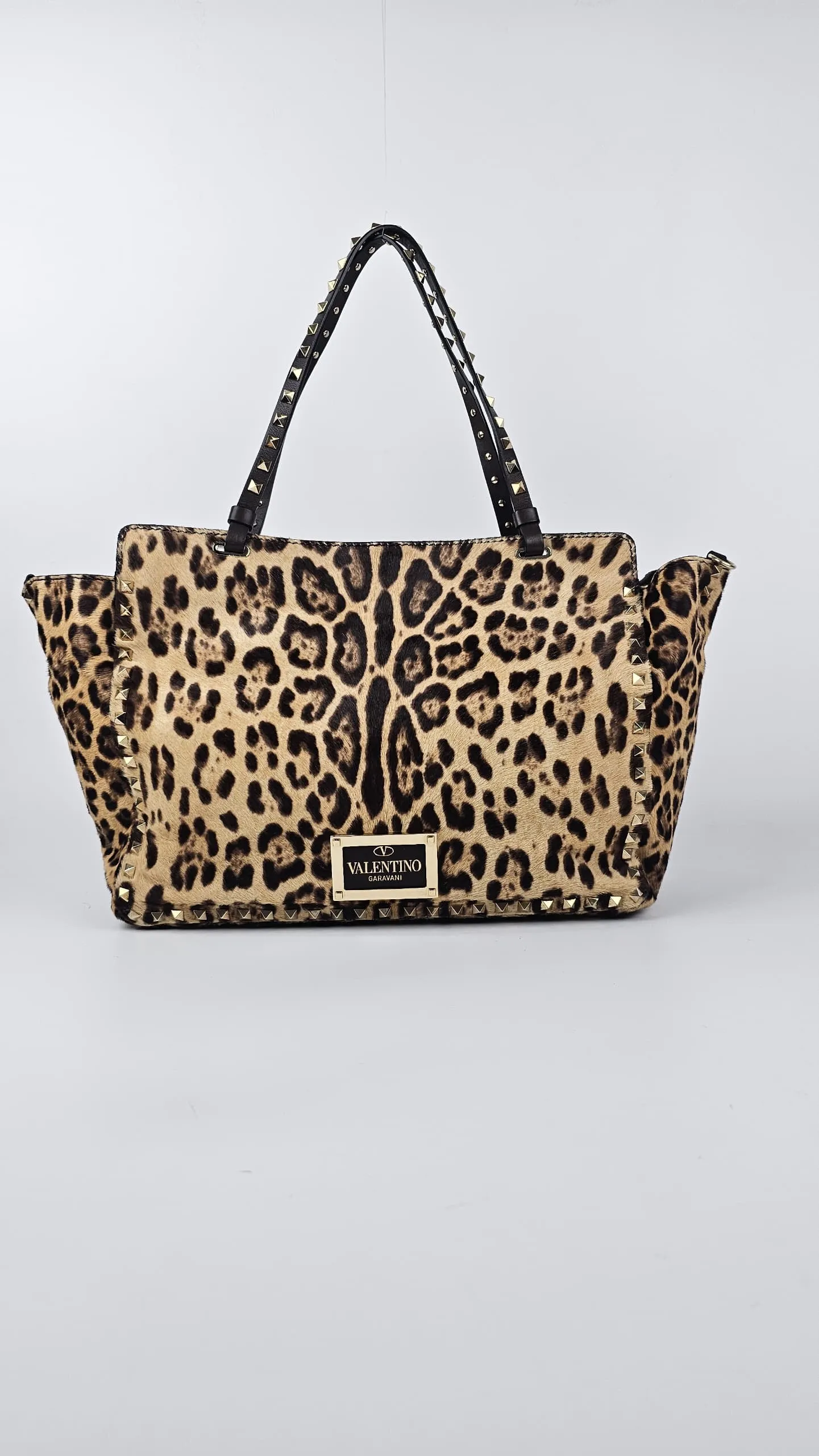 Leather Rockstud Tote Ponyhair Leopard Print