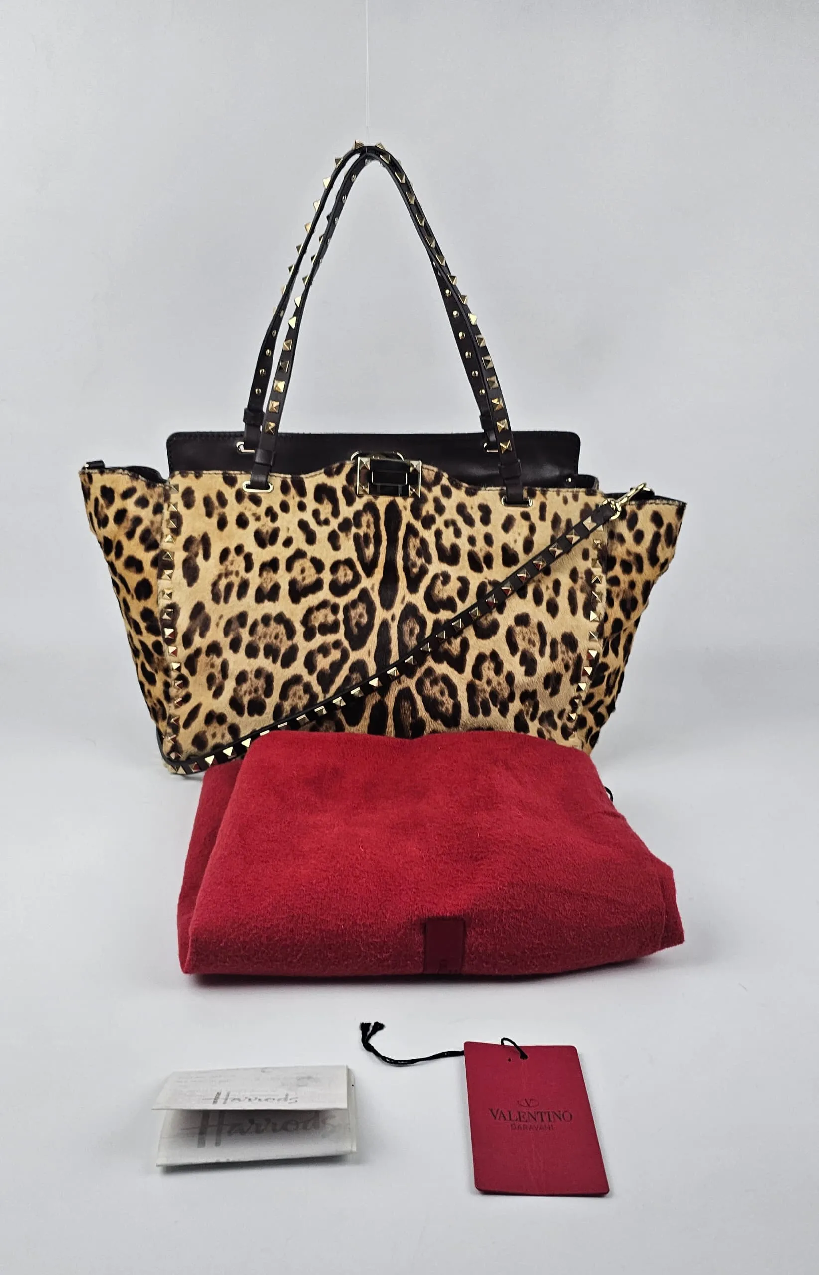 Leather Rockstud Tote Ponyhair Leopard Print