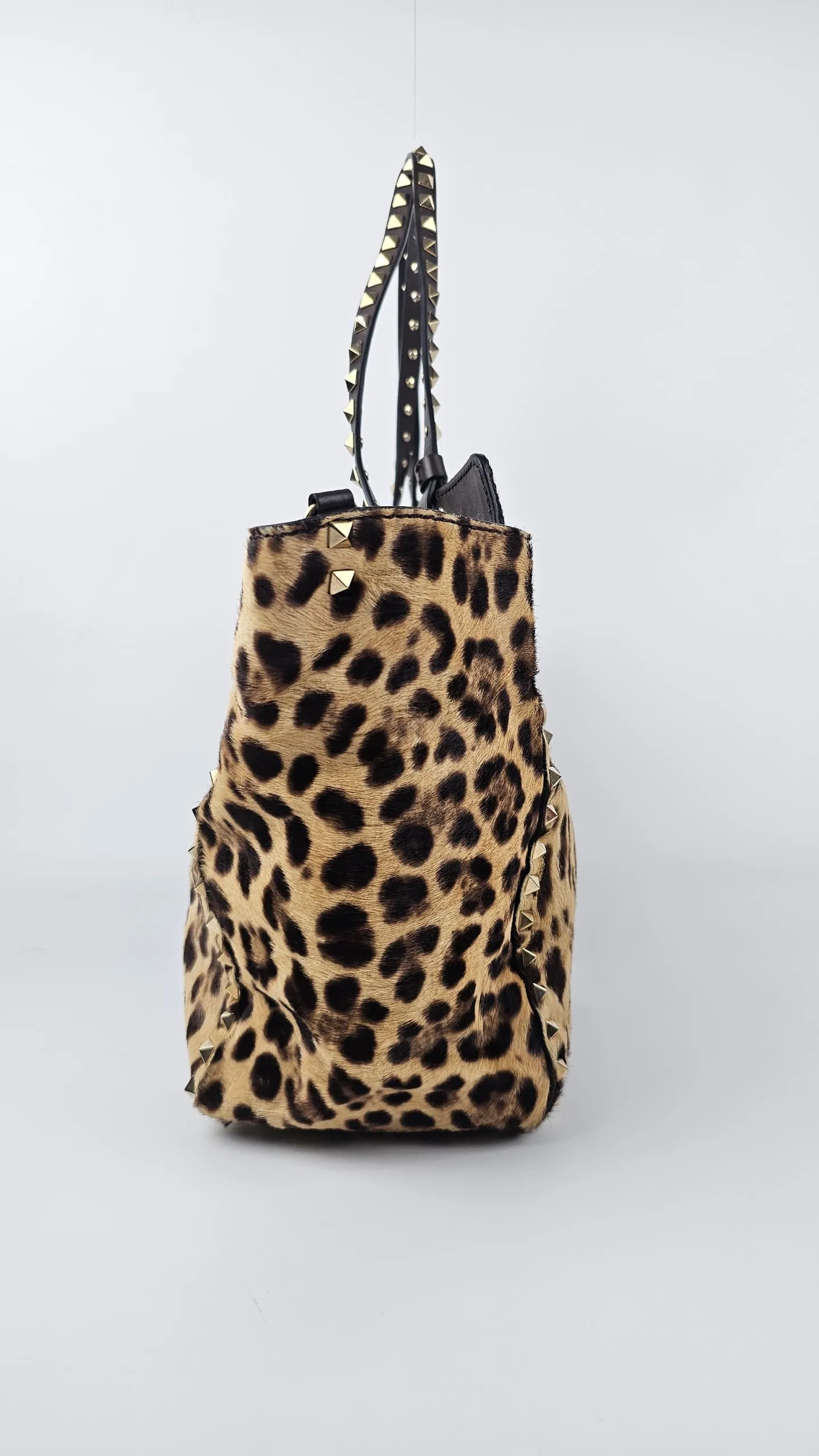 Leather Rockstud Tote Ponyhair Leopard Print