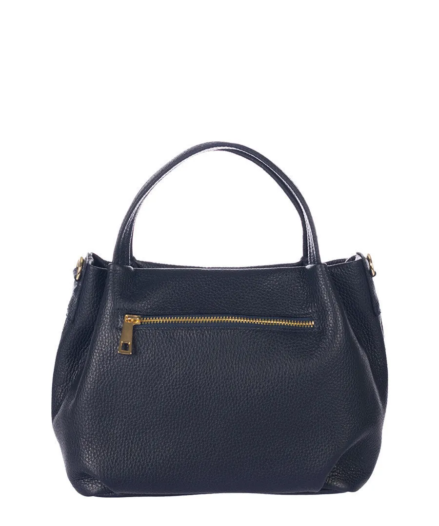 LEGOLI Navy Compact Soft Italian Leather Grab Shoulder Crossbody Bag, Dark blue