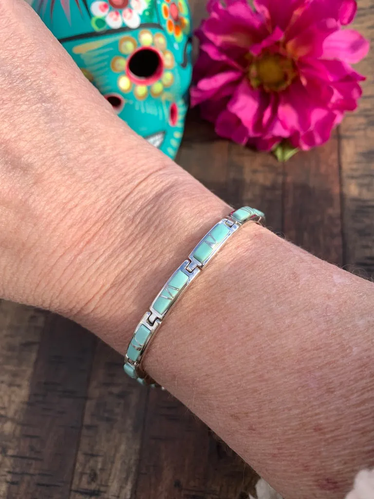 Light Blue Kingman Turquoise Mini Inlay Link Bracelet