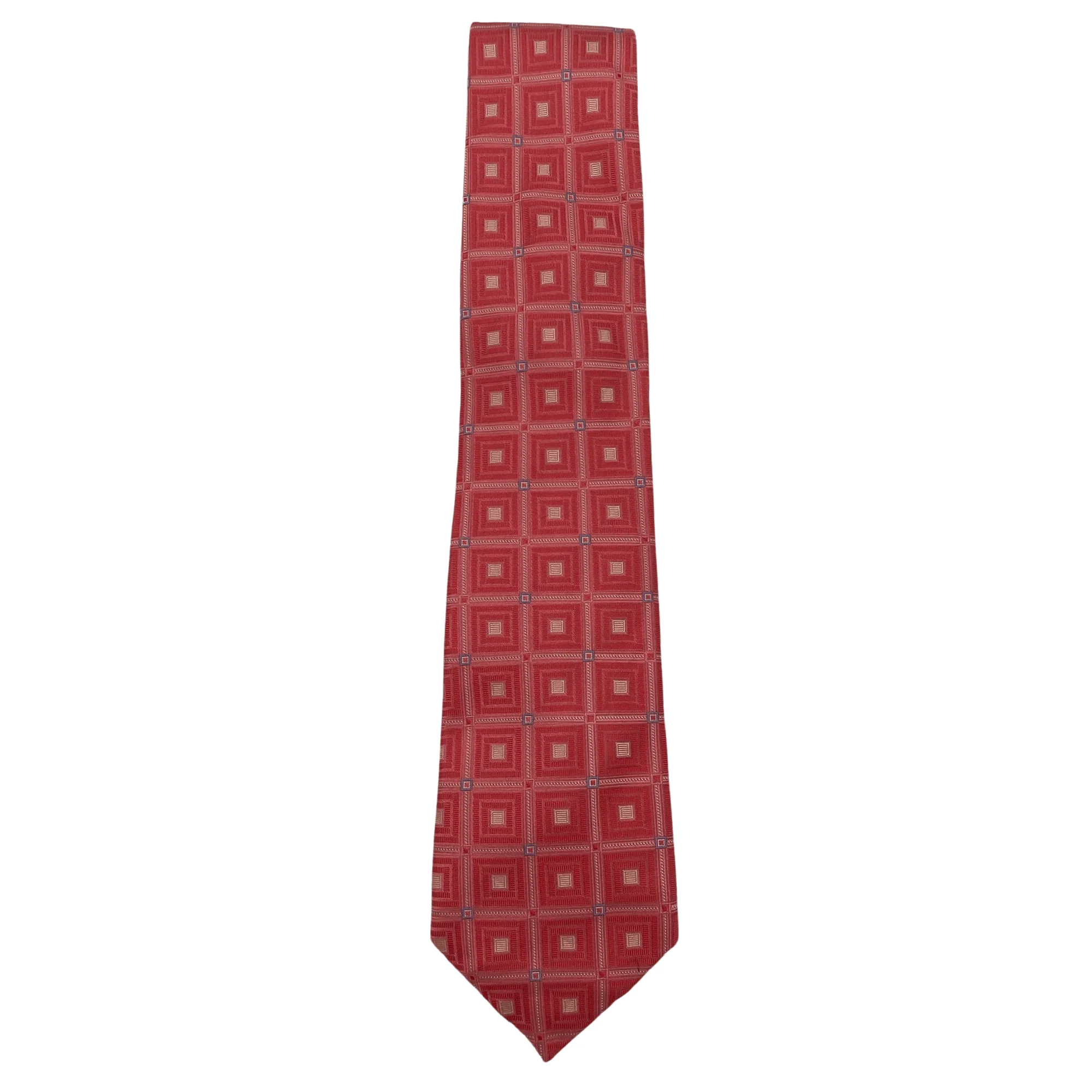 LOMBARDO Square Pattern Silk Tie - Pink