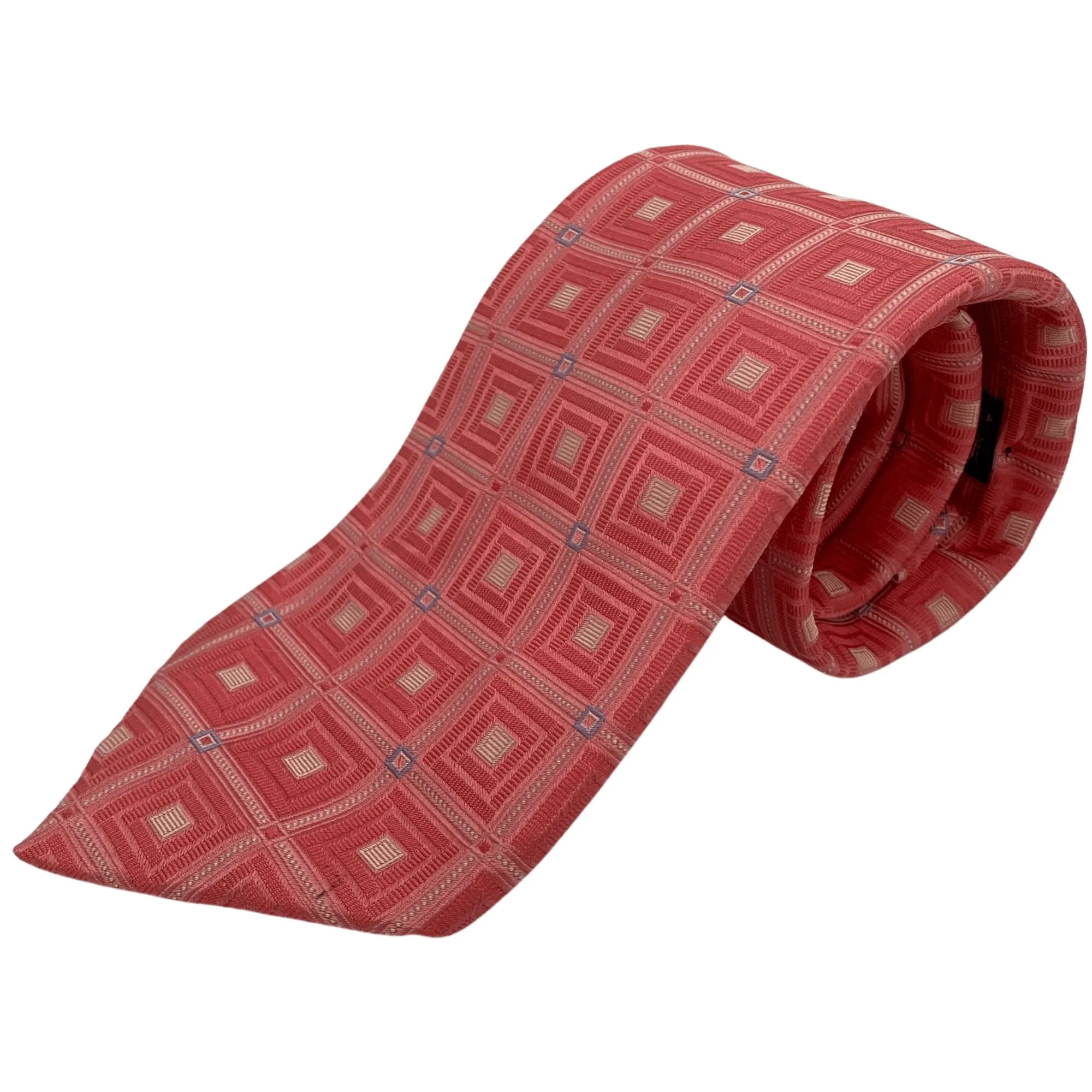 LOMBARDO Square Pattern Silk Tie - Pink