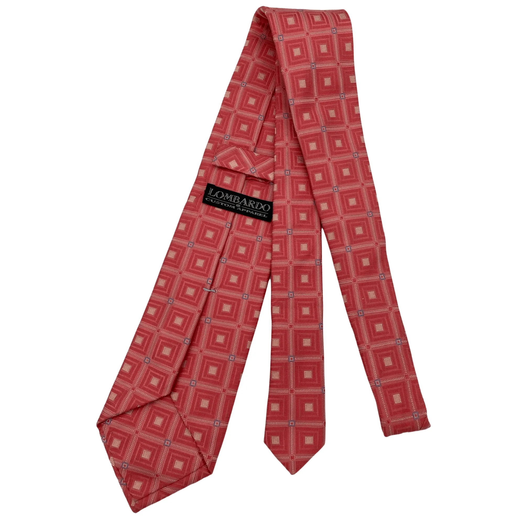 LOMBARDO Square Pattern Silk Tie - Pink