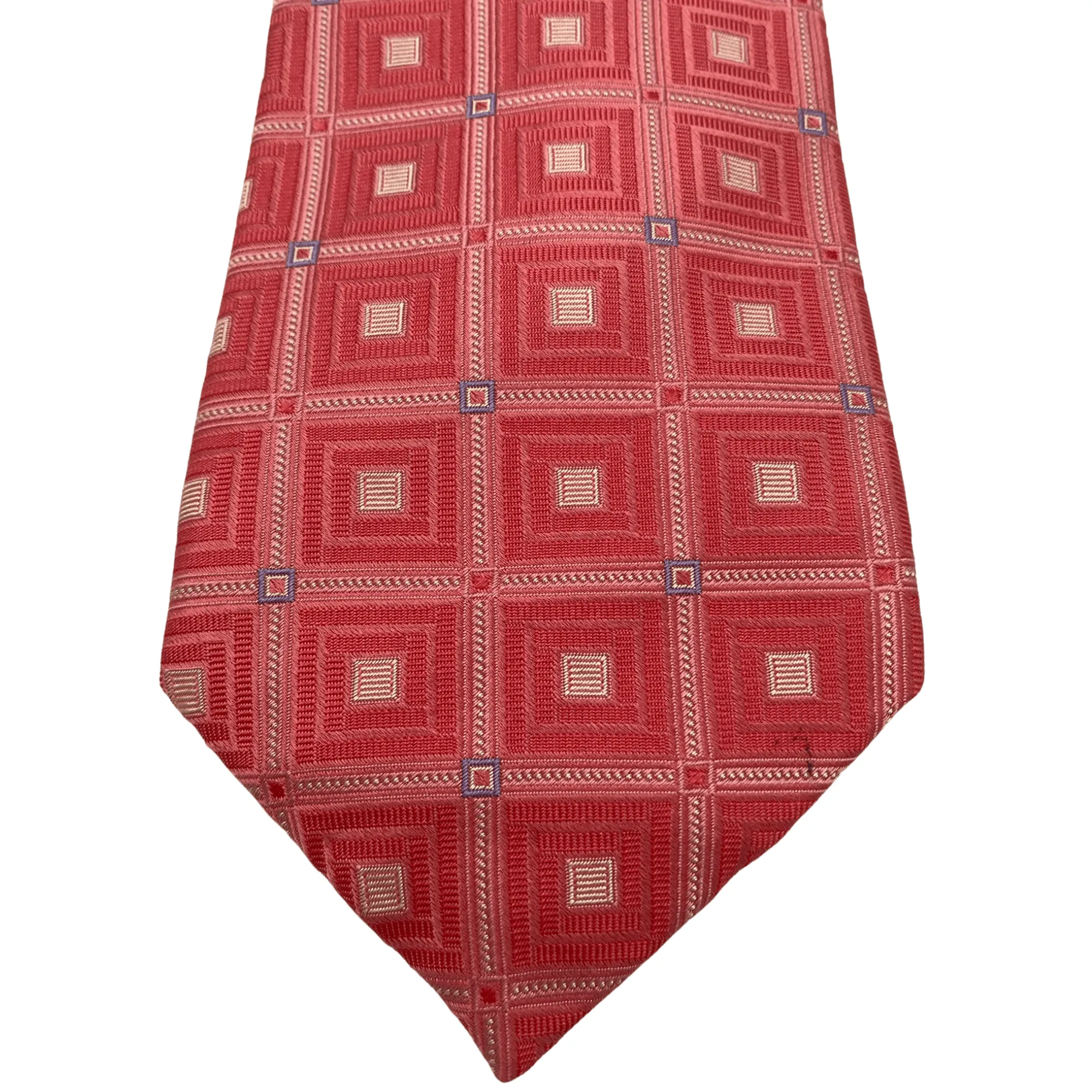 LOMBARDO Square Pattern Silk Tie - Pink