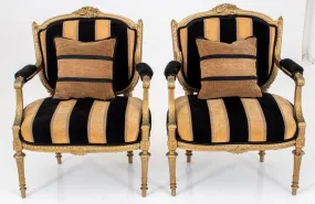 Louis XVI Style Fauteuils a la Reine, Pair