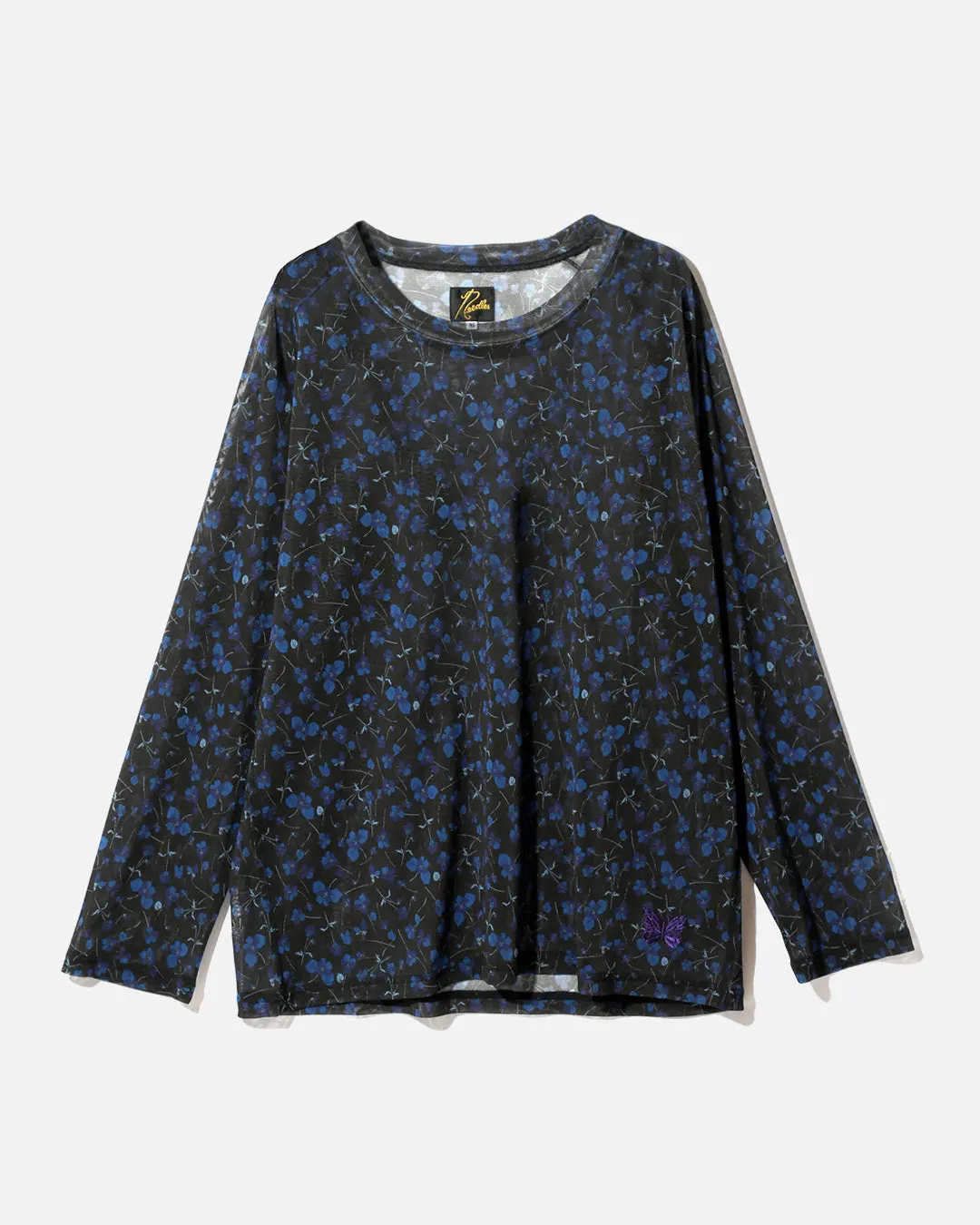 L/S U Neck Tee - Poly Mesh / Floral Printed