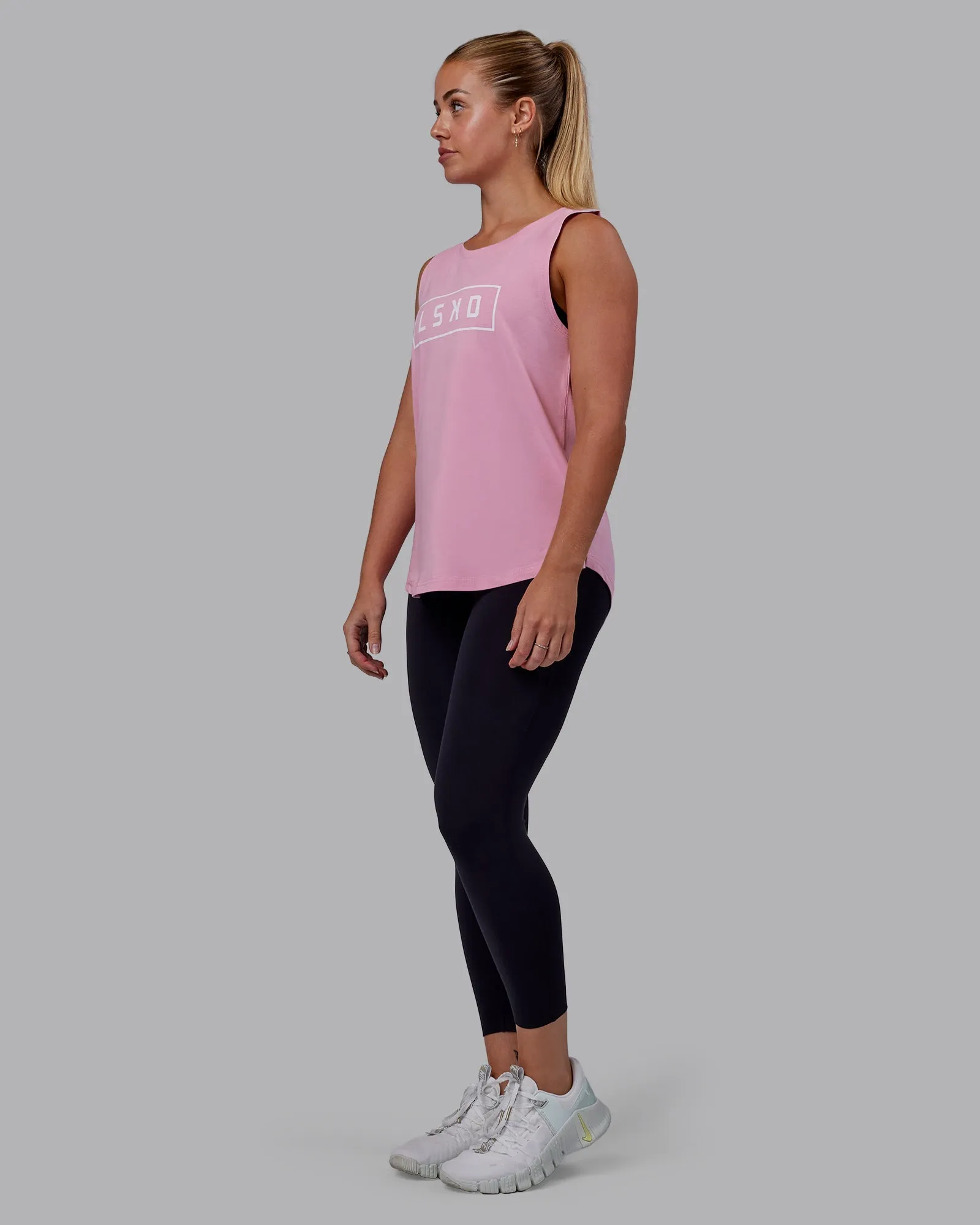 Luna FLXCotton Longline Tank - Bubblegum-White