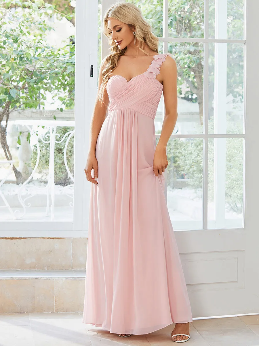 Maxi Long One Shoulder Chiffon Bridesmaid Dresses for Wholesale