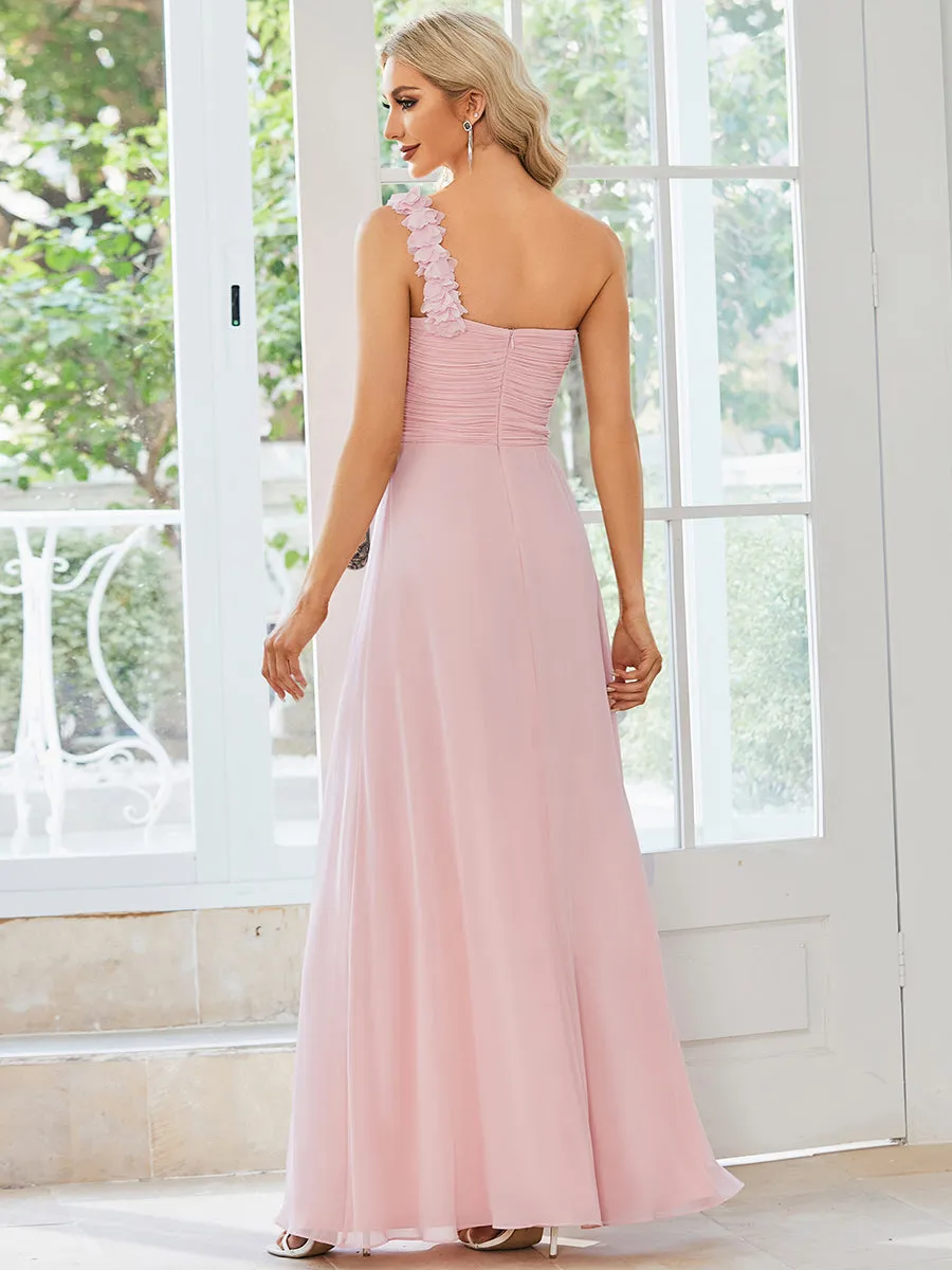 Maxi Long One Shoulder Chiffon Bridesmaid Dresses for Wholesale