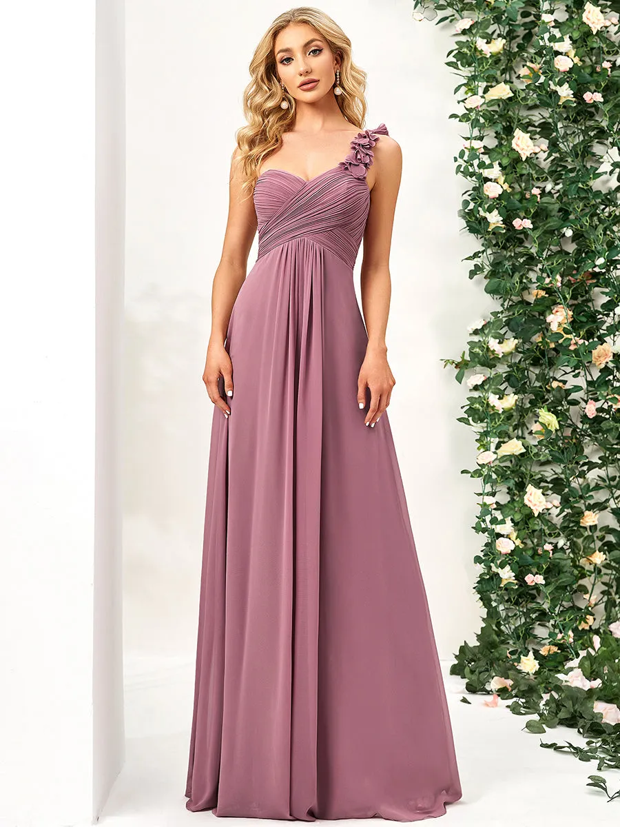 Maxi Long One Shoulder Chiffon Bridesmaid Dresses for Wholesale