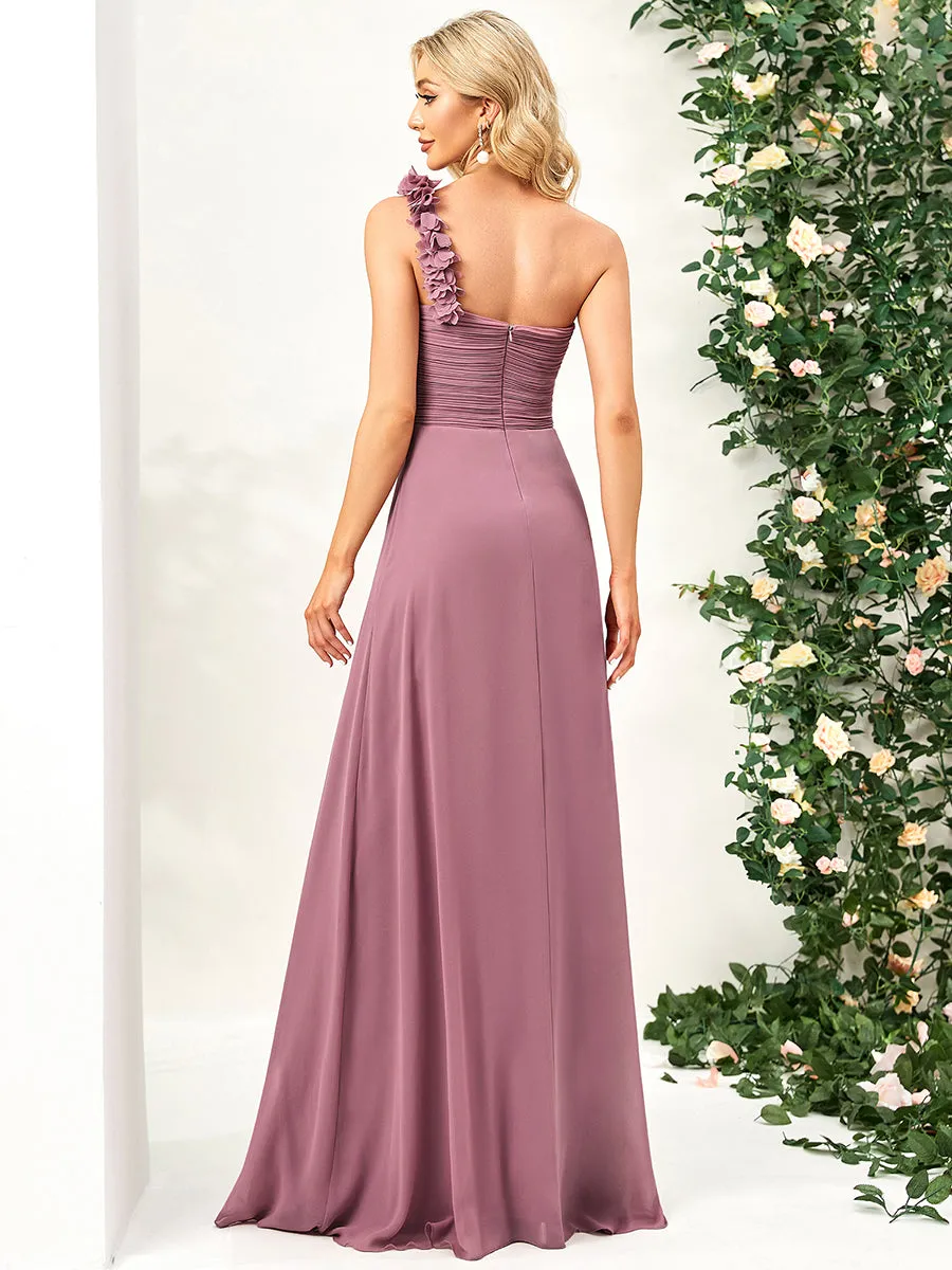 Maxi Long One Shoulder Chiffon Bridesmaid Dresses for Wholesale