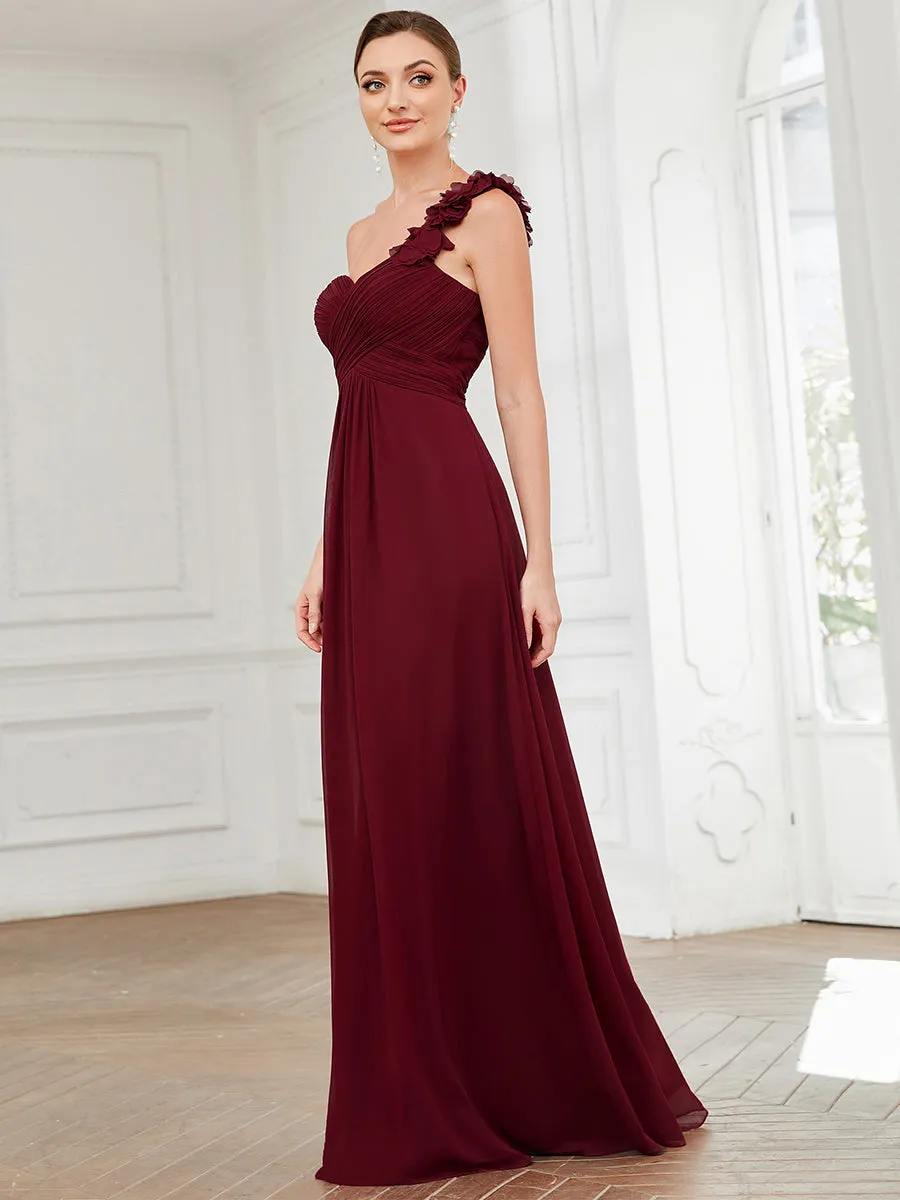 Maxi Long One Shoulder Chiffon Bridesmaid Dresses for Wholesale