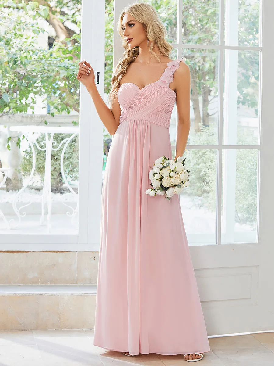 Maxi Long One Shoulder Chiffon Bridesmaid Dresses for Wholesale