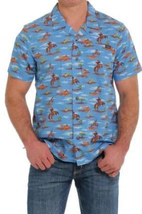 MEN'S CINCH COWBOY PRINT SHORT SLEEVE CAMP SHIRT