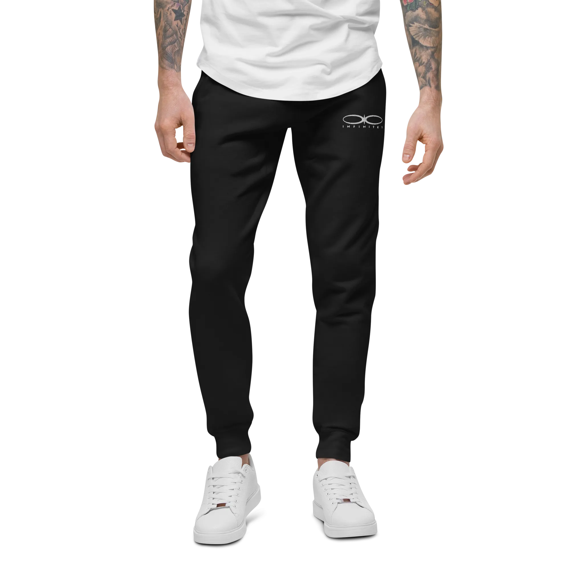 Men's Embroidered Logo Black Fleece Sweatpants