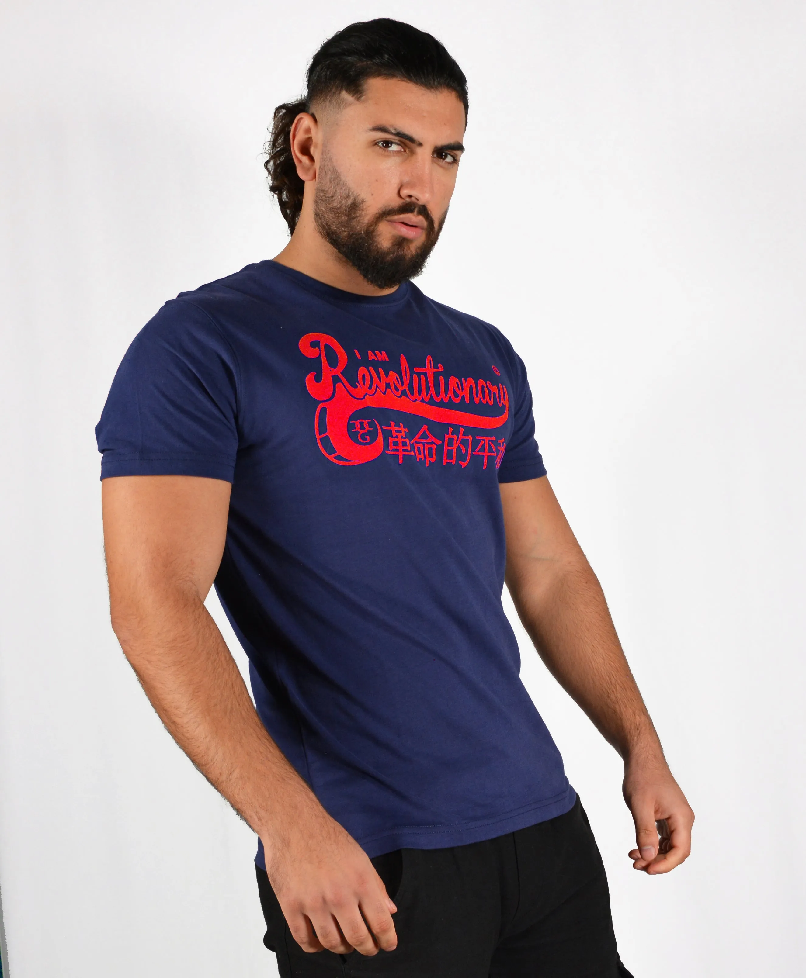 Mens Revolutionary Navy Blue / Red Print T Shirt