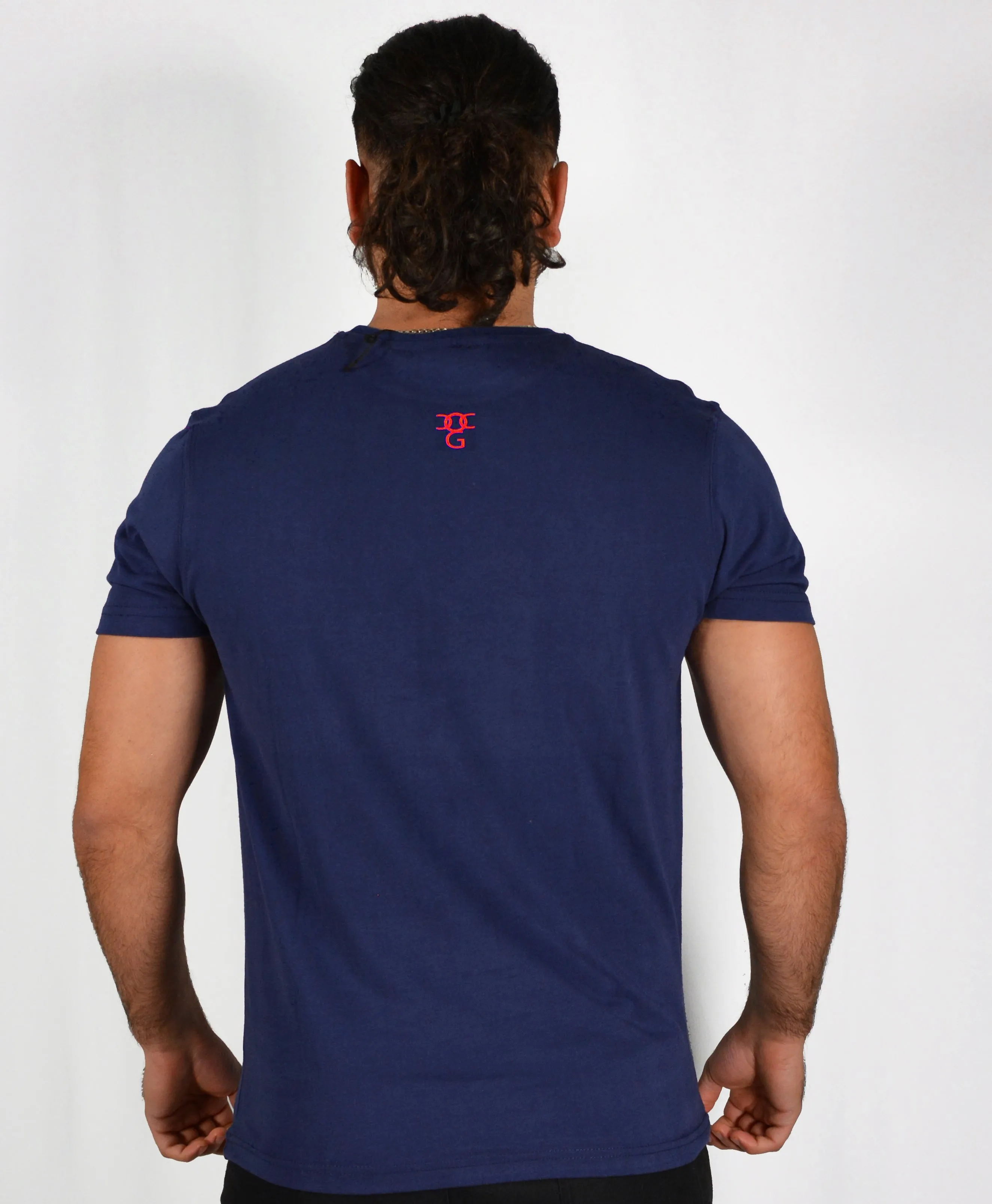 Mens Revolutionary Navy Blue / Red Print T Shirt