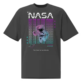 Men's Space Theme And Slogan Oversized Faded T-shirt