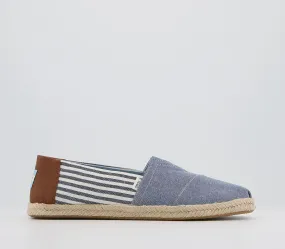 Mens Toms Alpargata Rope Navy Chambray Stripe